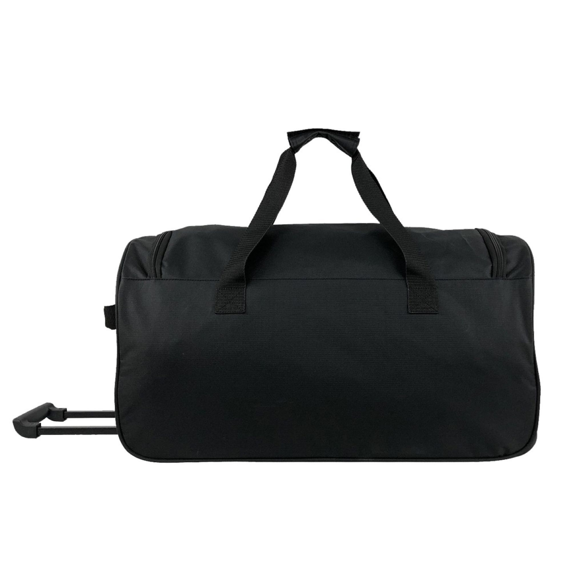 Voir la diapositive 2 : AUCHAN ESSENTIEL Sac de voyage à roulettes noir 59x31x30cm - 90L