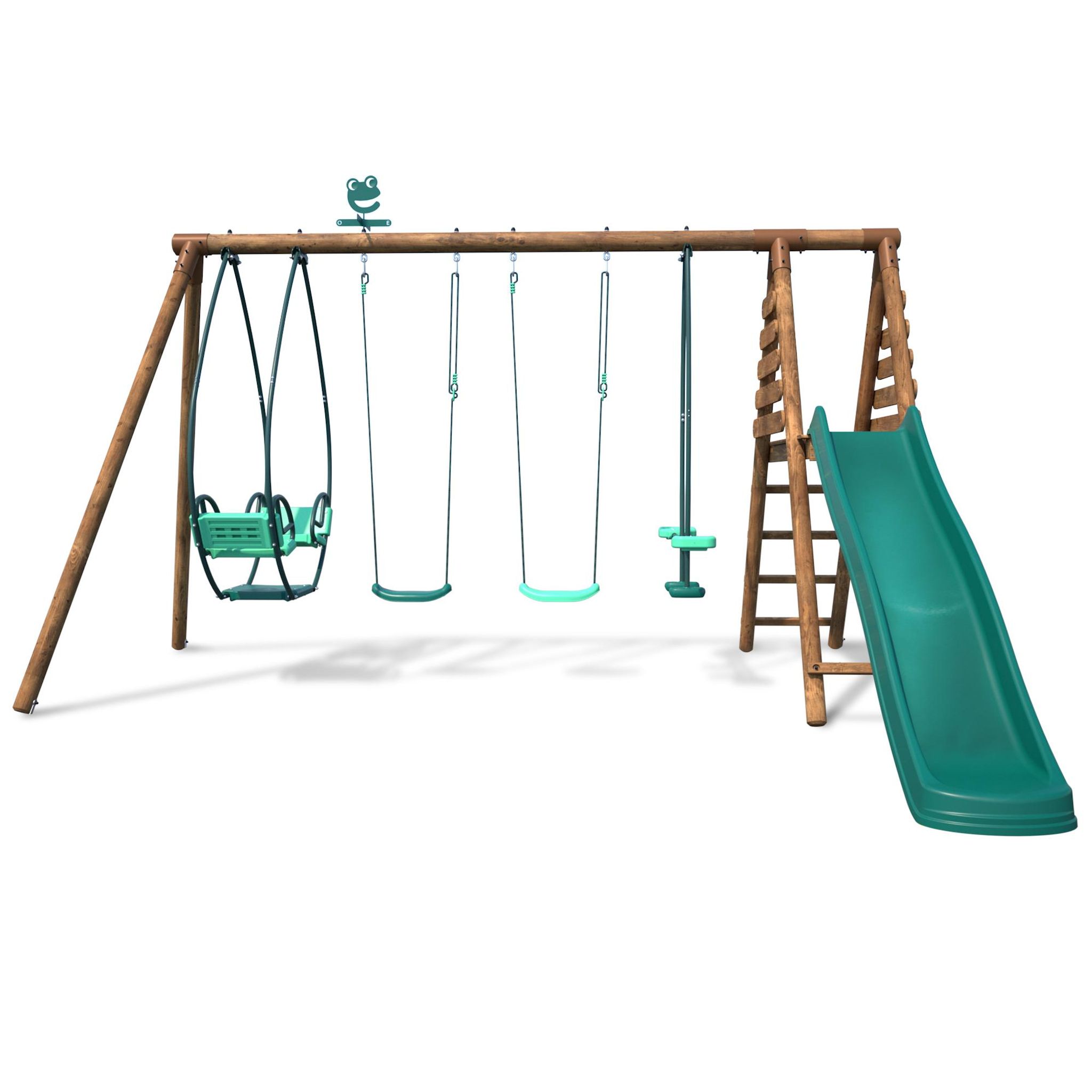 Voir la diapositive 2 : SOULET Portique balançoire avec toboggan - Bois - H2.22m - JACINTHE