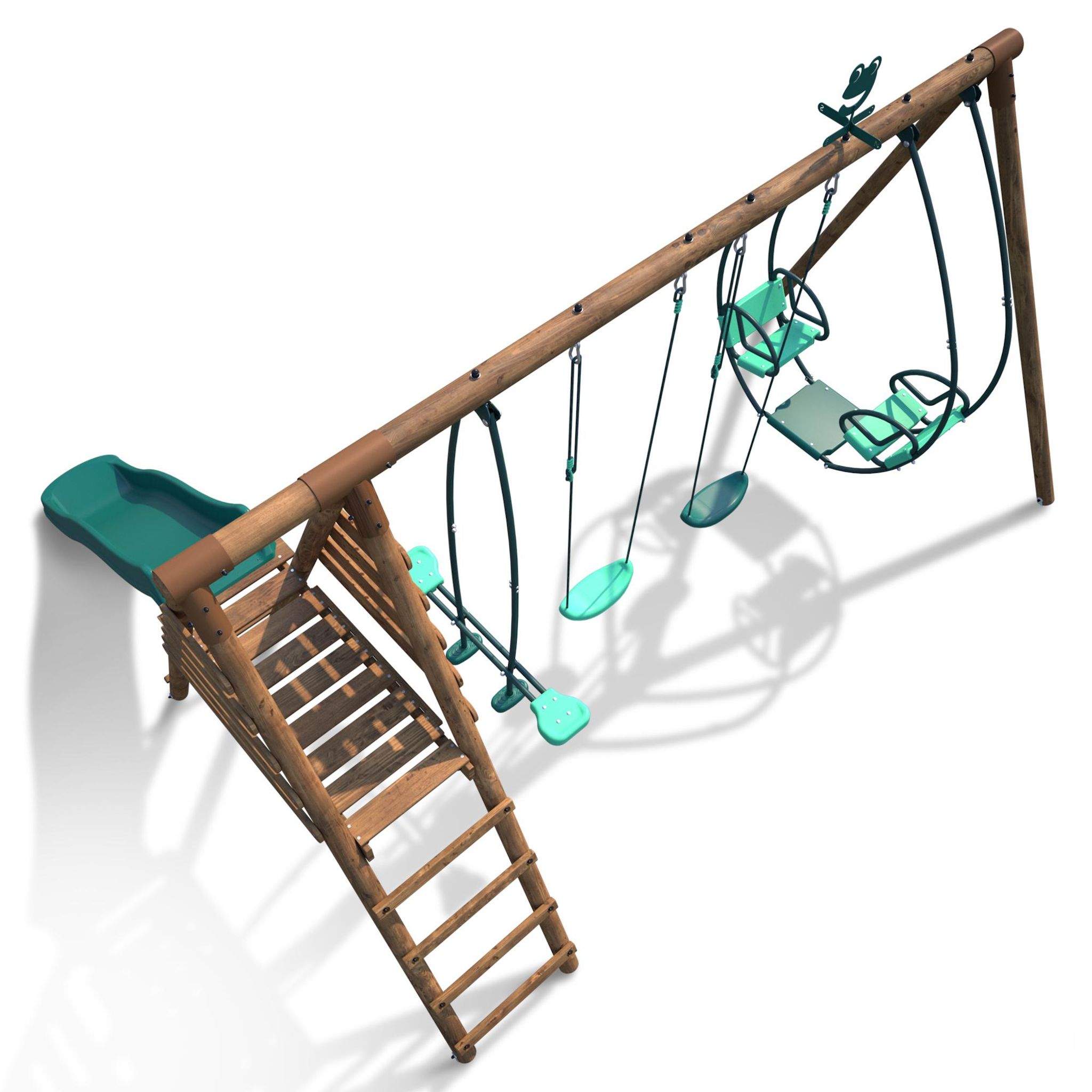 Voir la diapositive 3 : SOULET Portique balançoire avec toboggan - Bois - H2.22m - JACINTHE