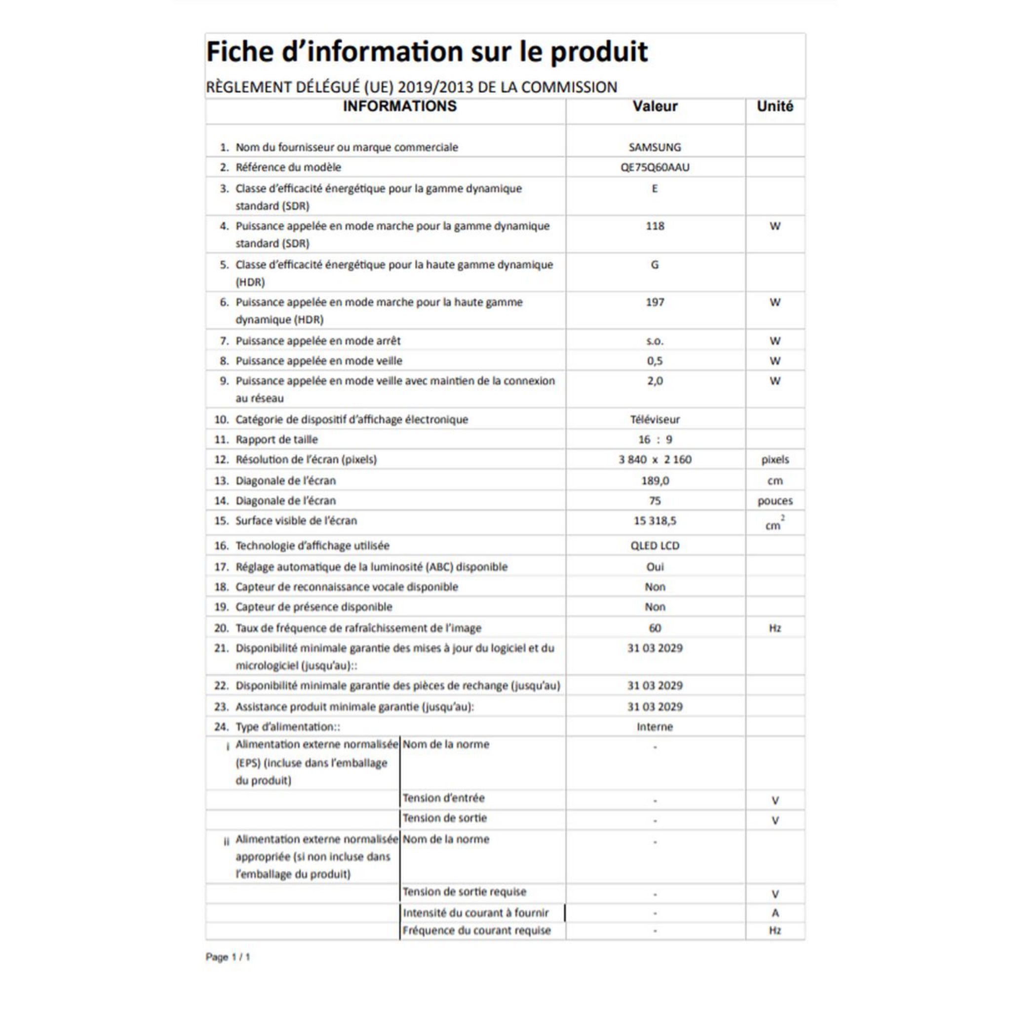 Voir la diapositive 9 : SAMSUNG QE75Q60AAUXXC TV QLED 4K UHD 189 cm Smart TV