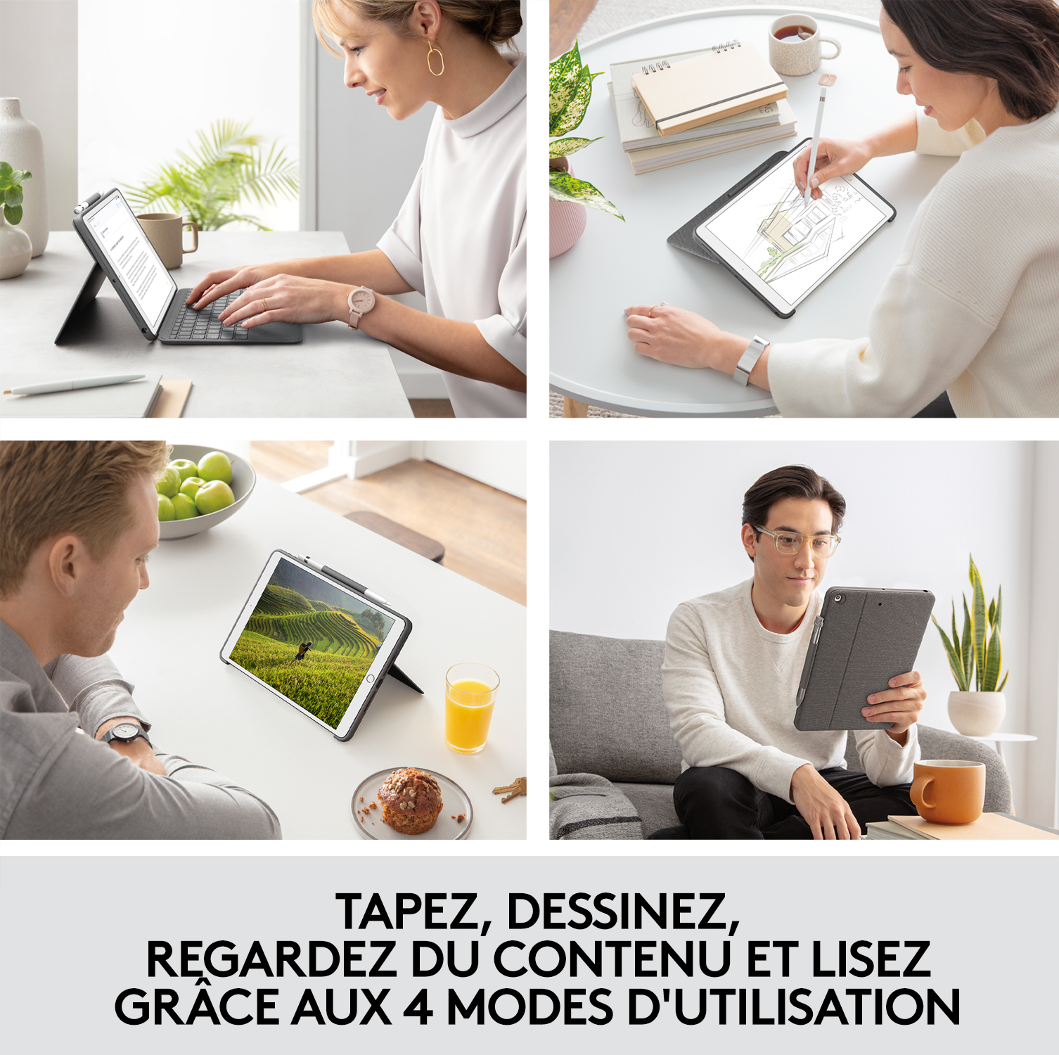 Voir la diapositive 5 : LOGITECH Étui Clavier Combo Touch pour IPAD (7e, 8e et 9e générations) avec pavé tactile GRAPHITE