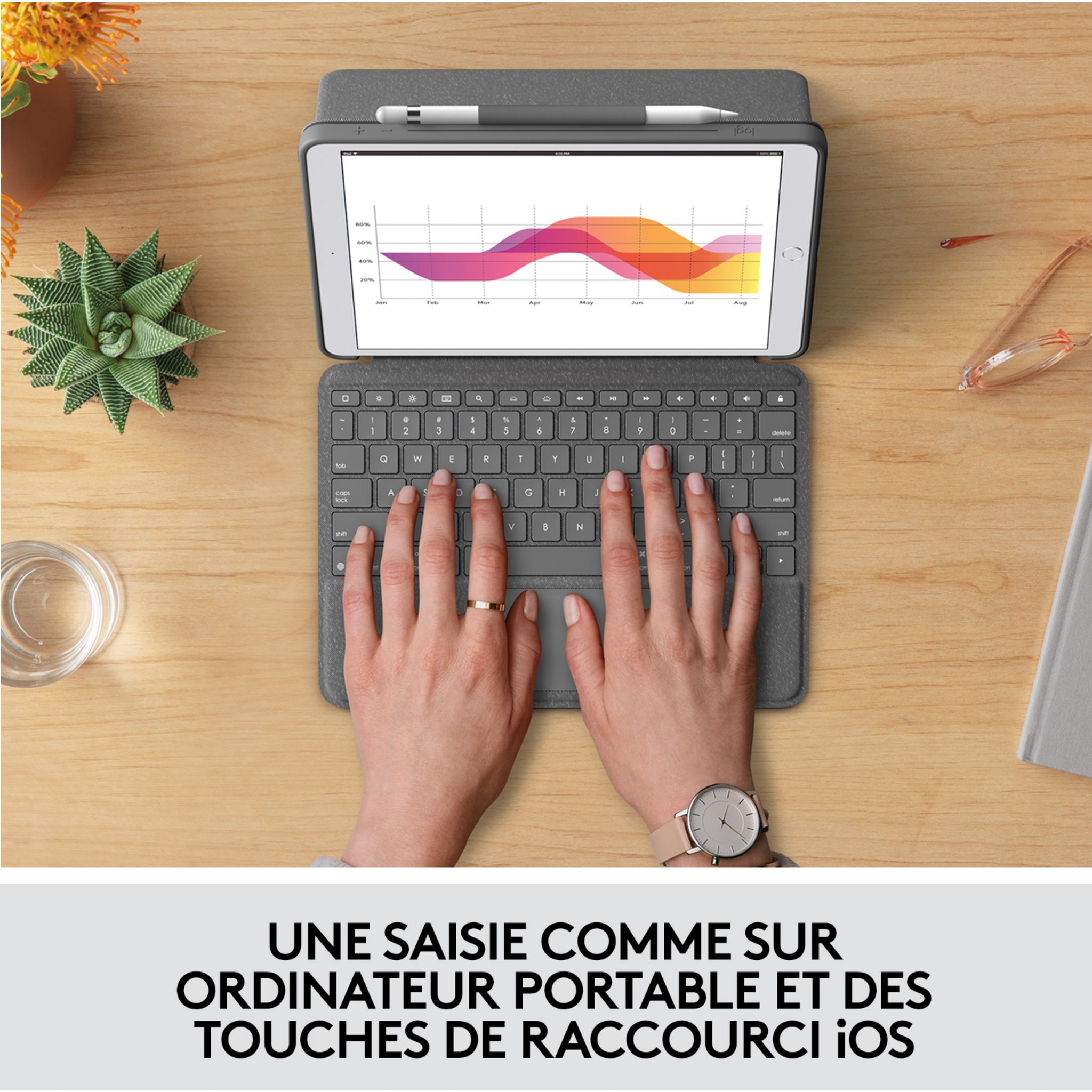 Voir la diapositive 9 : LOGITECH Étui Clavier Combo Touch pour IPAD (7e, 8e et 9e générations) avec pavé tactile GRAPHITE