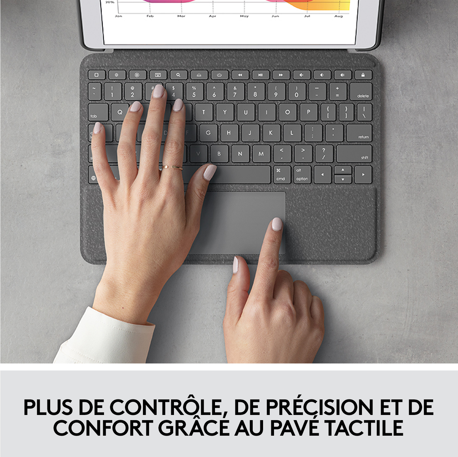 Voir la diapositive 10 : LOGITECH Étui Clavier Combo Touch pour IPAD (7e, 8e et 9e générations) avec pavé tactile GRAPHITE