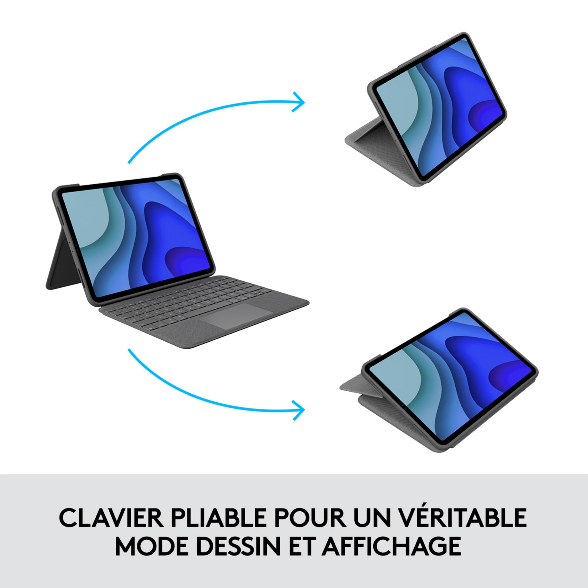 Voir la diapositive 5 : LOGITECH ÉTUI CLAVIER FOLIO TOUCH pour iPad Pro 11 pouces (1re, 2e et 3e générations) GRIS