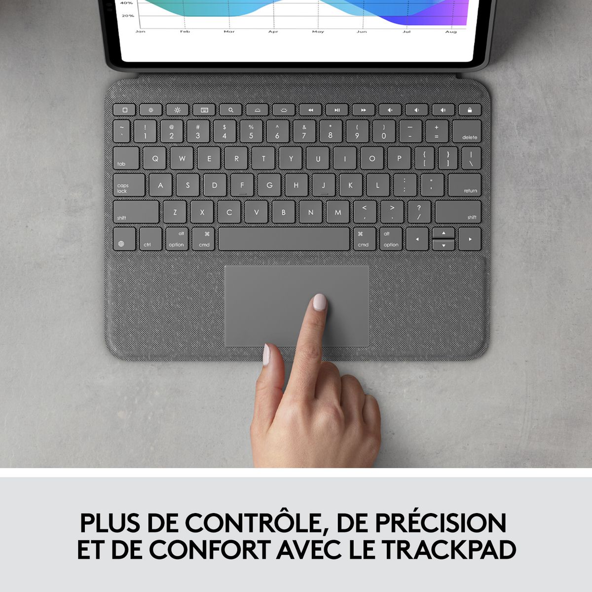 LOGITECH ÉTUI CLAVIER FOLIO TOUCH pour iPad Pro 11 pouces (1re, 2e et 3e générations) GRIS