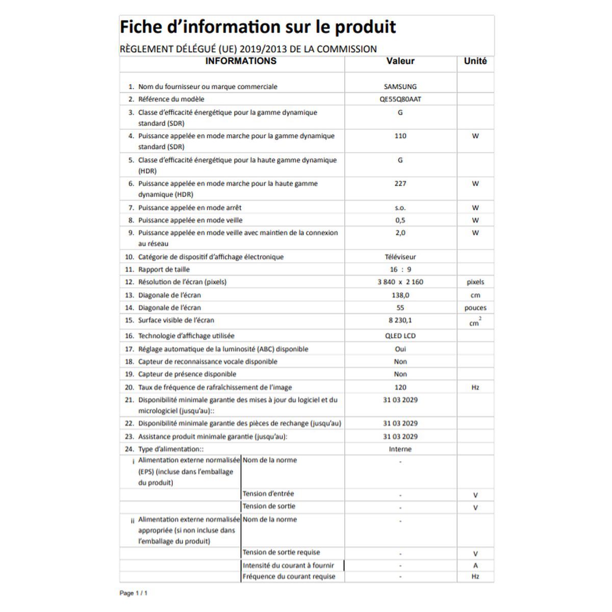 SAMSUNG TV QLED QE55Q80AATXXC 4K UHD 138 cm Smart TV