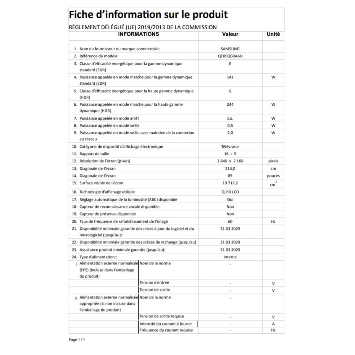 SAMSUNG QE85Q60AAUXXC TV QLED4K UHD 214 cm Smart TV