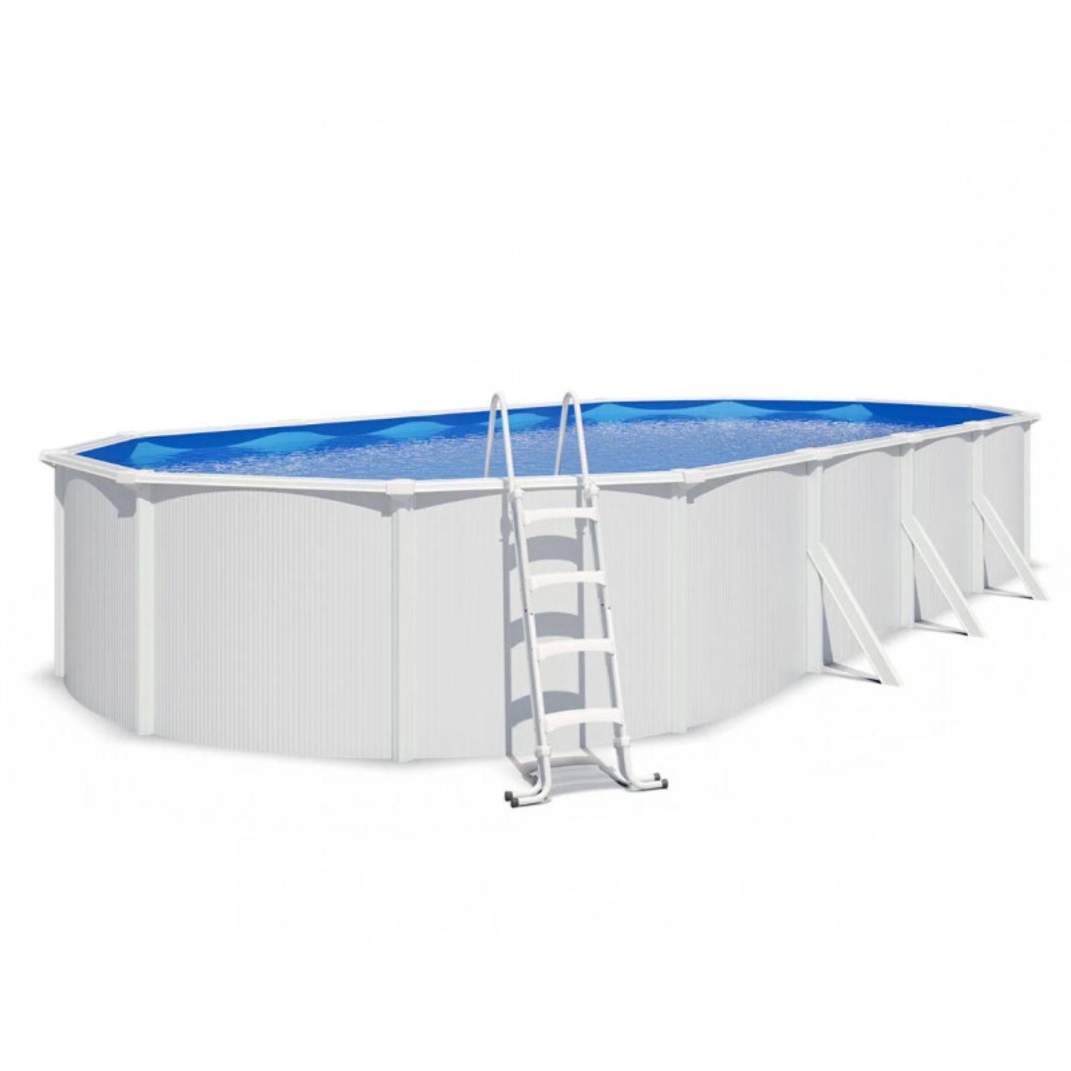 Voir la diapositive 2 : ALEO BY TRIGANO Piscine ovale métal hors sol 9,40x4,85 x 1,32 m SAPHIR - Blanc