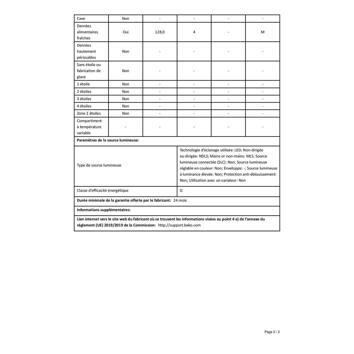 BEKO Réfrigérateur table top TSE1403FN, 128 L, Froid statique