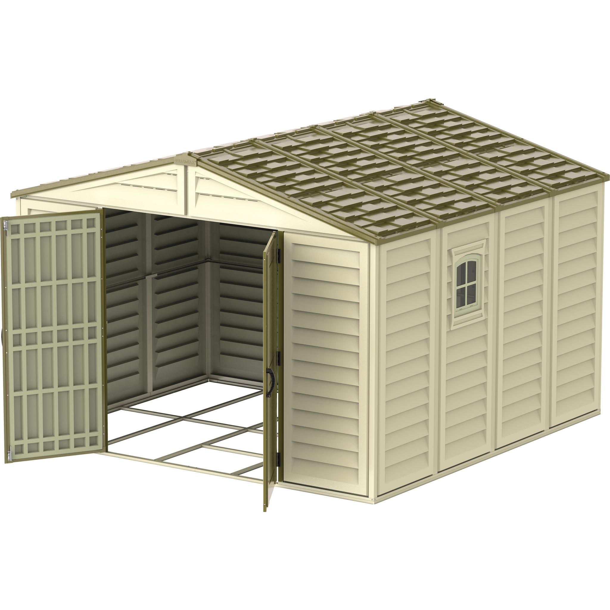 Voir la diapositive 5 : DURAMAX Abri de jardin PVC - 9,79m² - WOODSTYLE PREMIUM