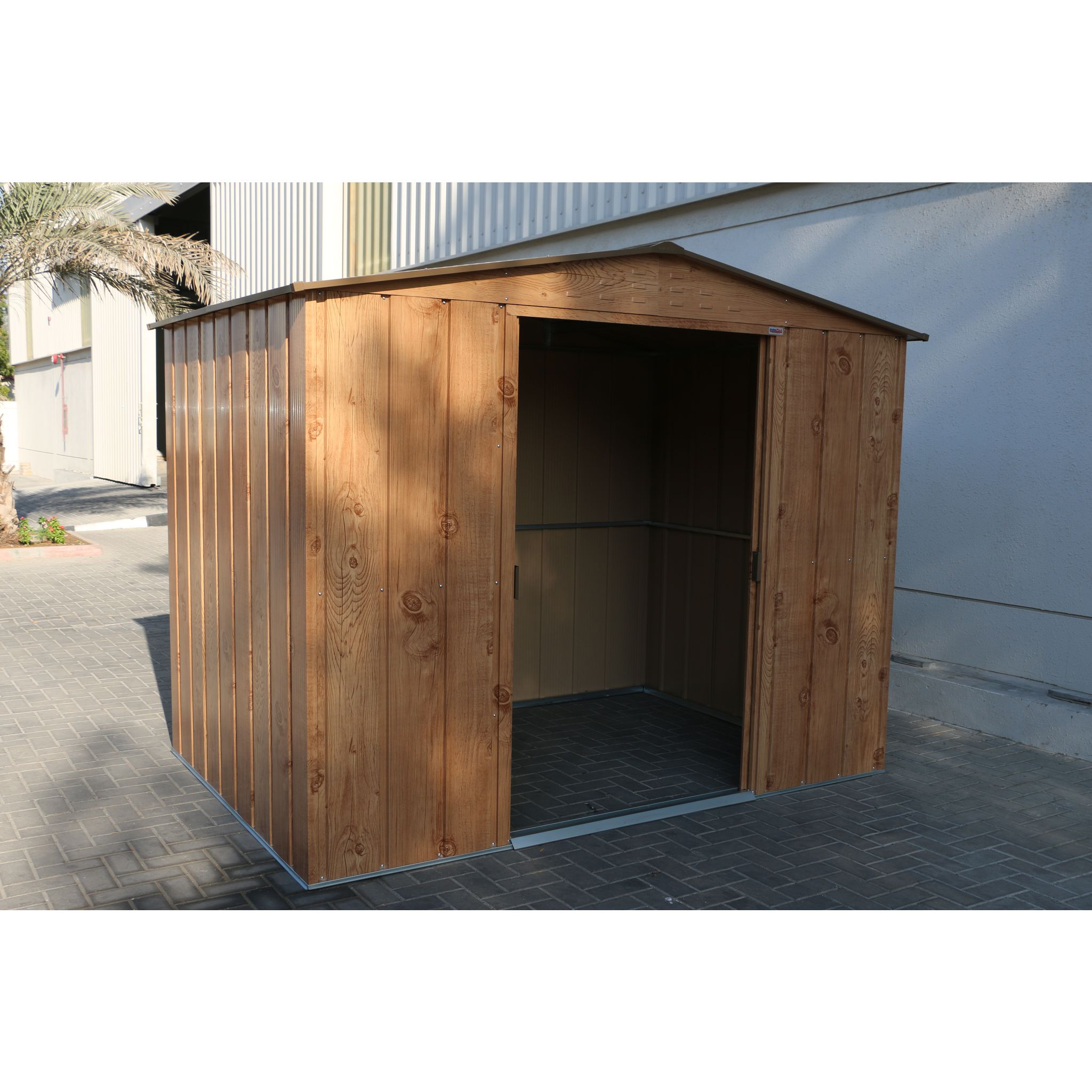 Voir la diapositive 2 : DURAMAX Abri de jardin métal - Imitation bois - 4,75m²