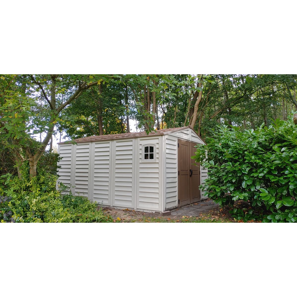 DURAMAX Abri de jardin PVC - 12,27m² - WOODSTYLE PREMIUM