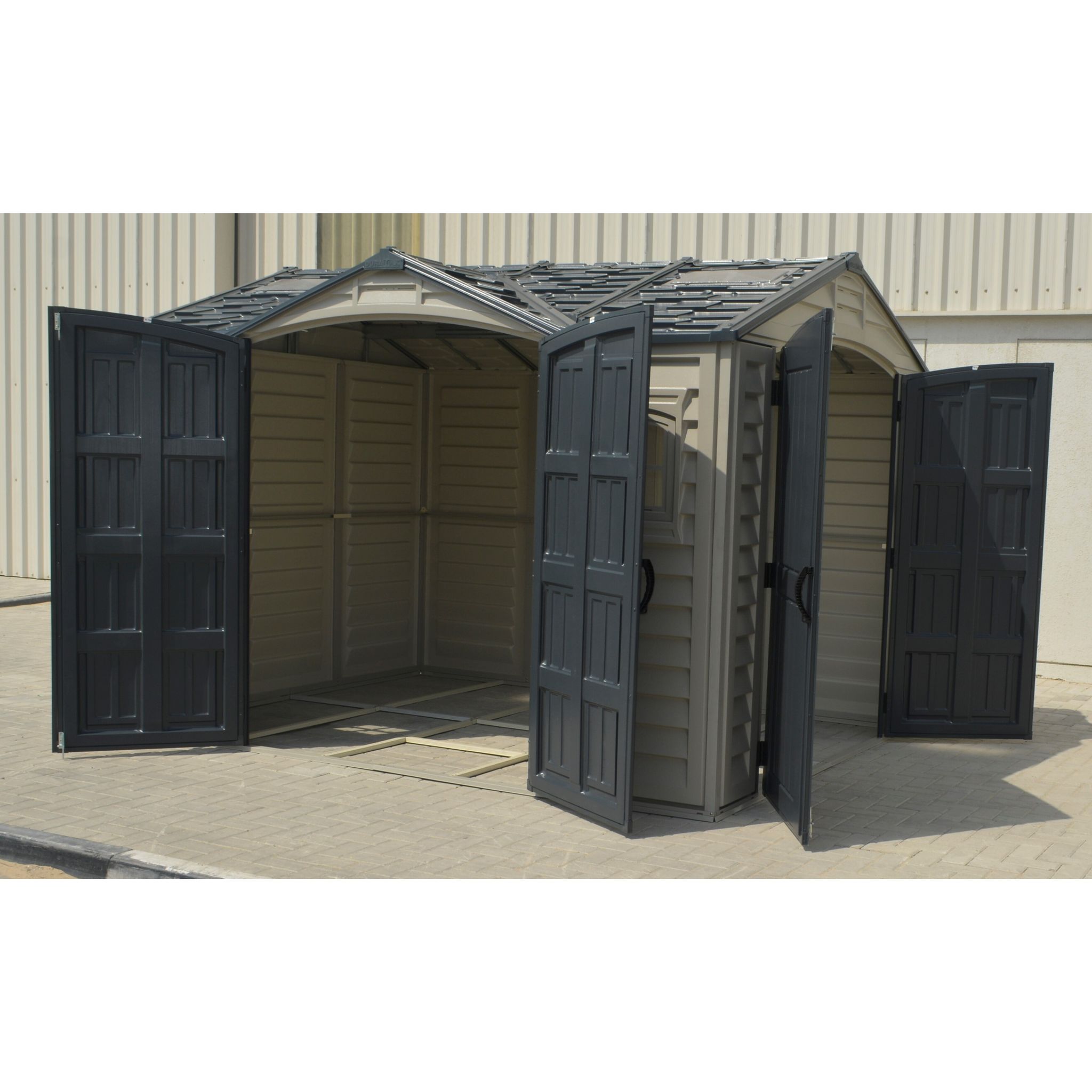 Voir la diapositive 2 : DURAMAX Abri de jardin PVC - 7,32m² - DARKGREY APEX