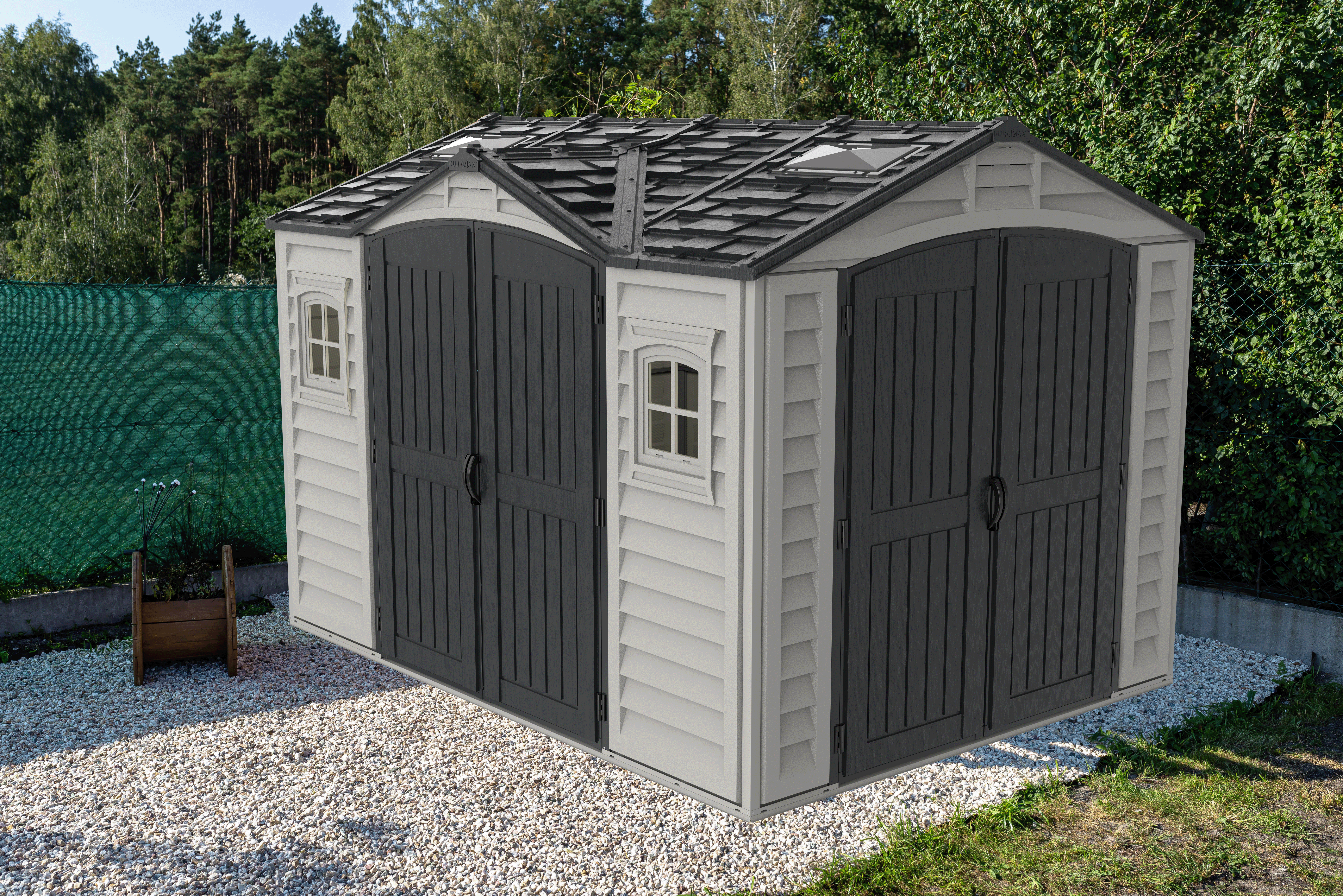 Voir la diapositive 6 : DURAMAX Abri de jardin PVC - 7,32m² - DARKGREY APEX