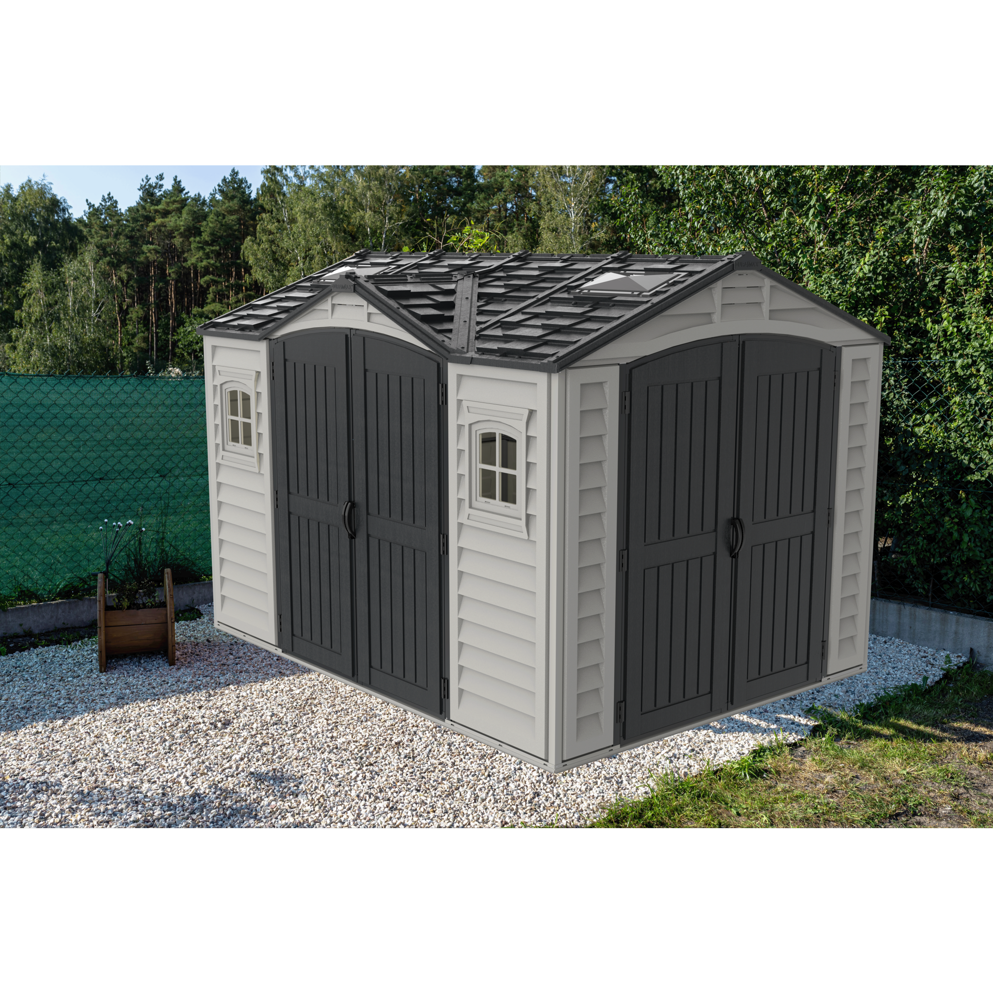 Voir la diapositive 6 : DURAMAX Abri de jardin PVC - 7,32m² - DARKGREY APEX
