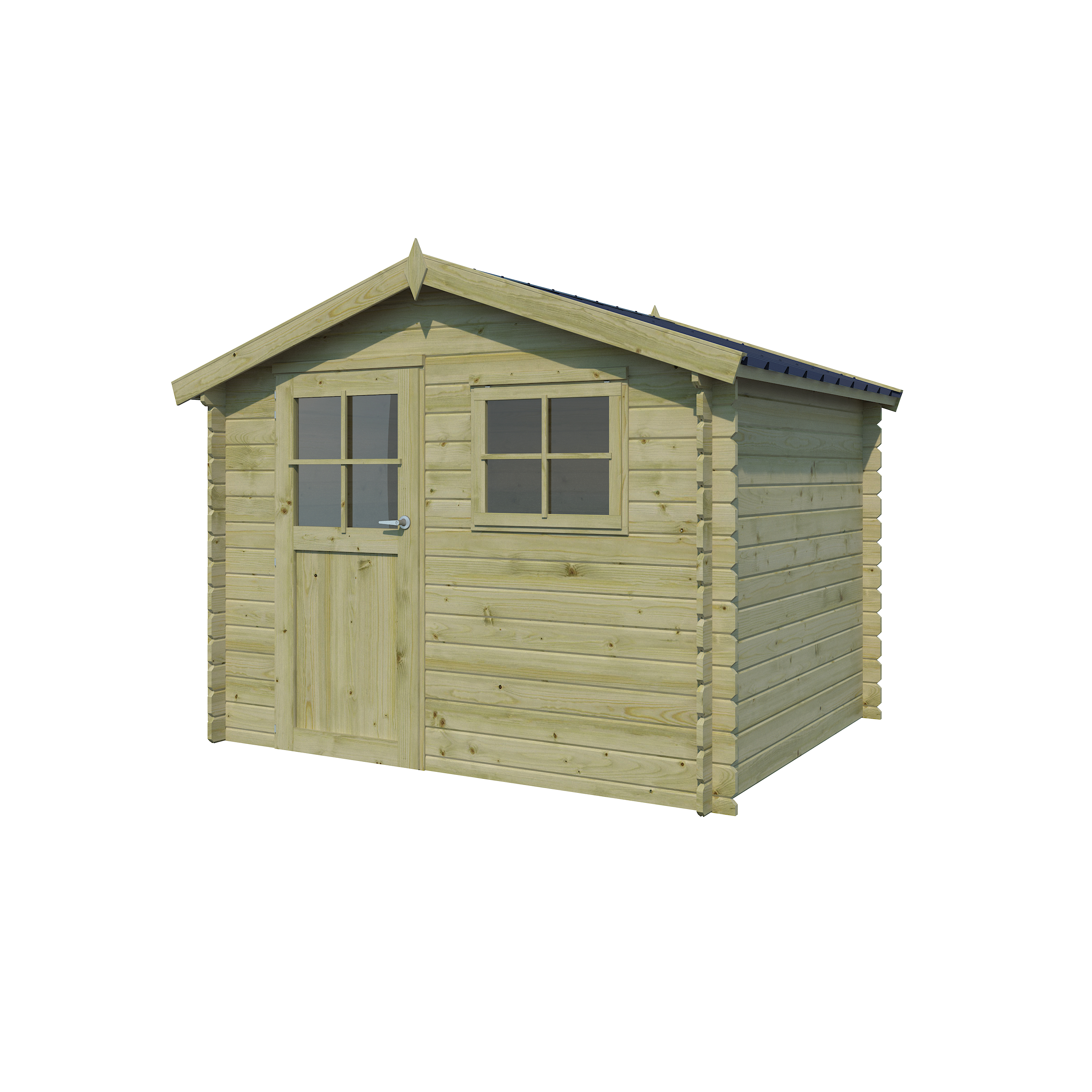 Voir la diapositive 2 : GARDENAS Abri de jardin bois - traité autoclave - 2,95m x 2,48m - LIENA