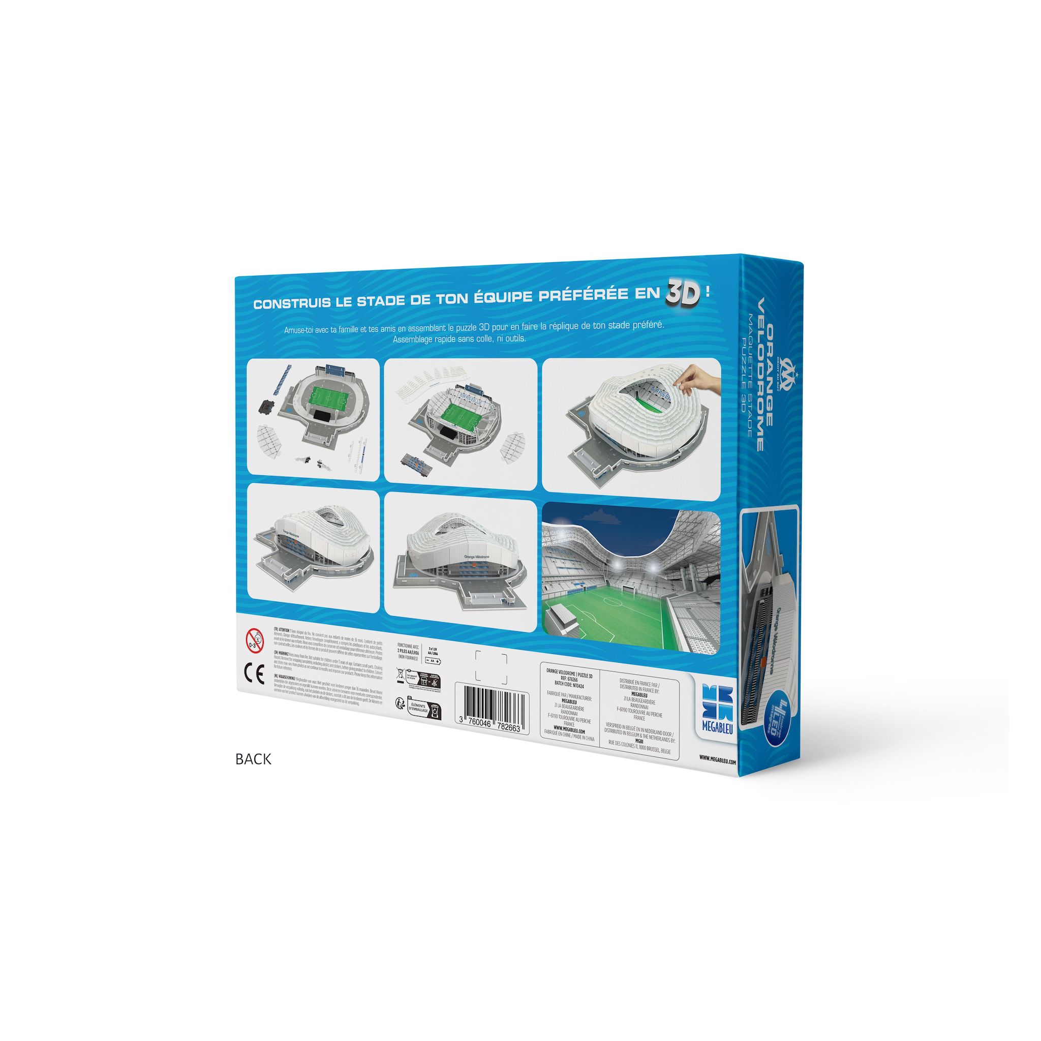 Voir la diapositive 3 : MEGABLEU Puzzle 3D Stade Vélodrome OM LED