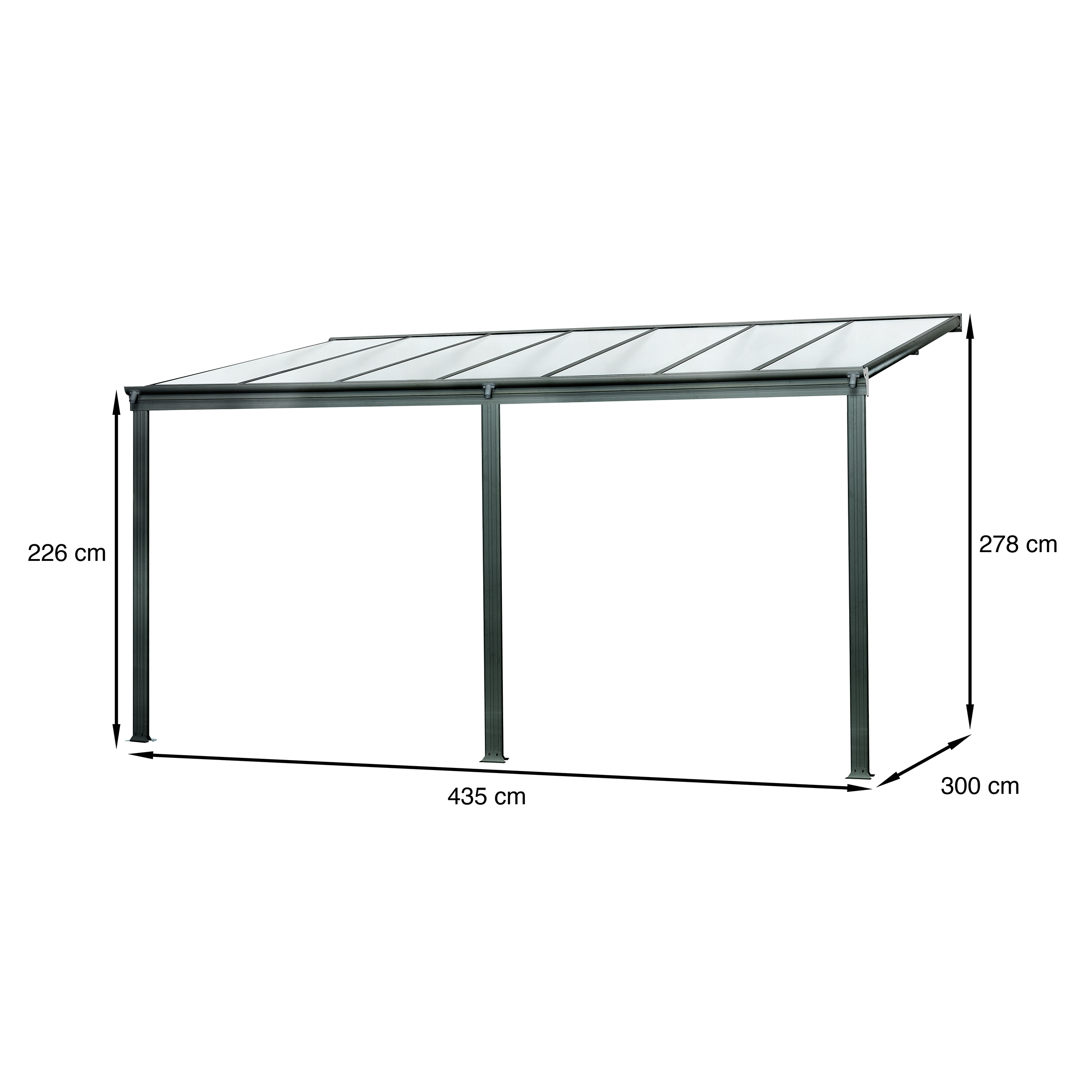 Voir la diapositive 7 : DCB GARDEN Pergola - Adossée - Polycarbonate - 4x3m - CIELO