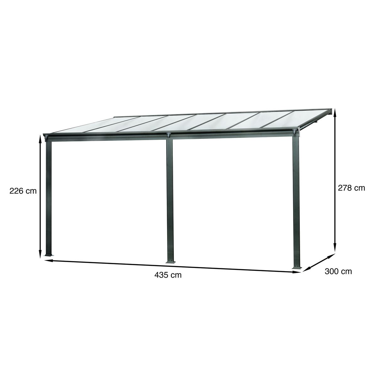 DCB GARDEN Pergola - Adossée - Polycarbonate - 4x3m - CIELO
