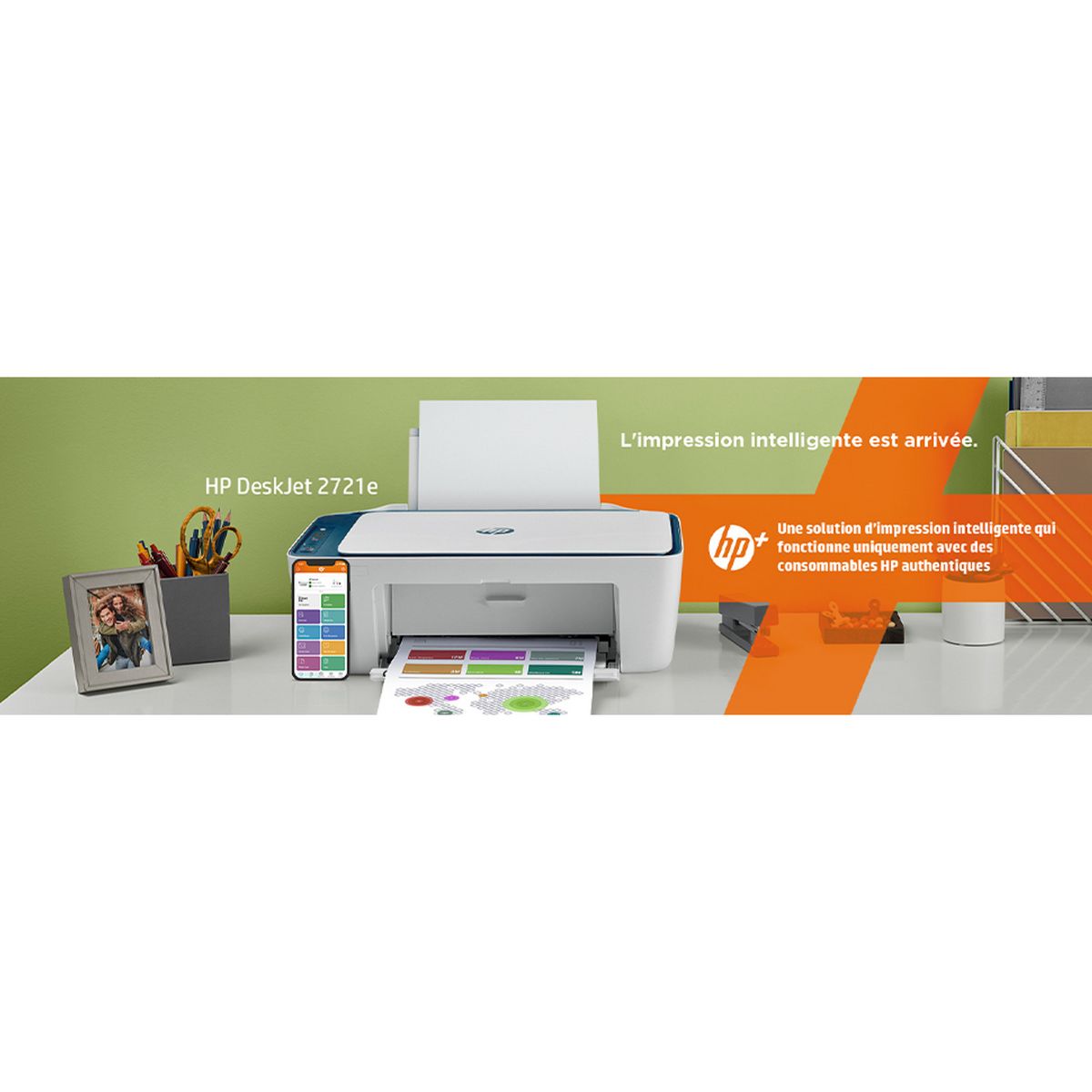 HP DeskJet 2721e Imprimante tout-en-un Jet d'encre couleur - 6 mois d' Instant ink inclus avec HP+