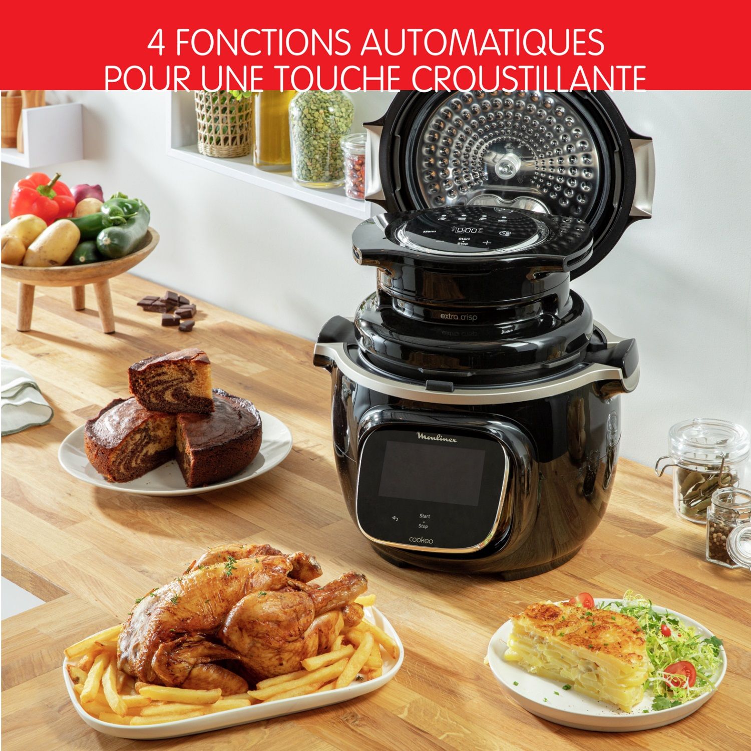 Voir la diapositive 10 : MOULINEX Couvercle Cookeo Extra Crisp EZ150800 - Noir