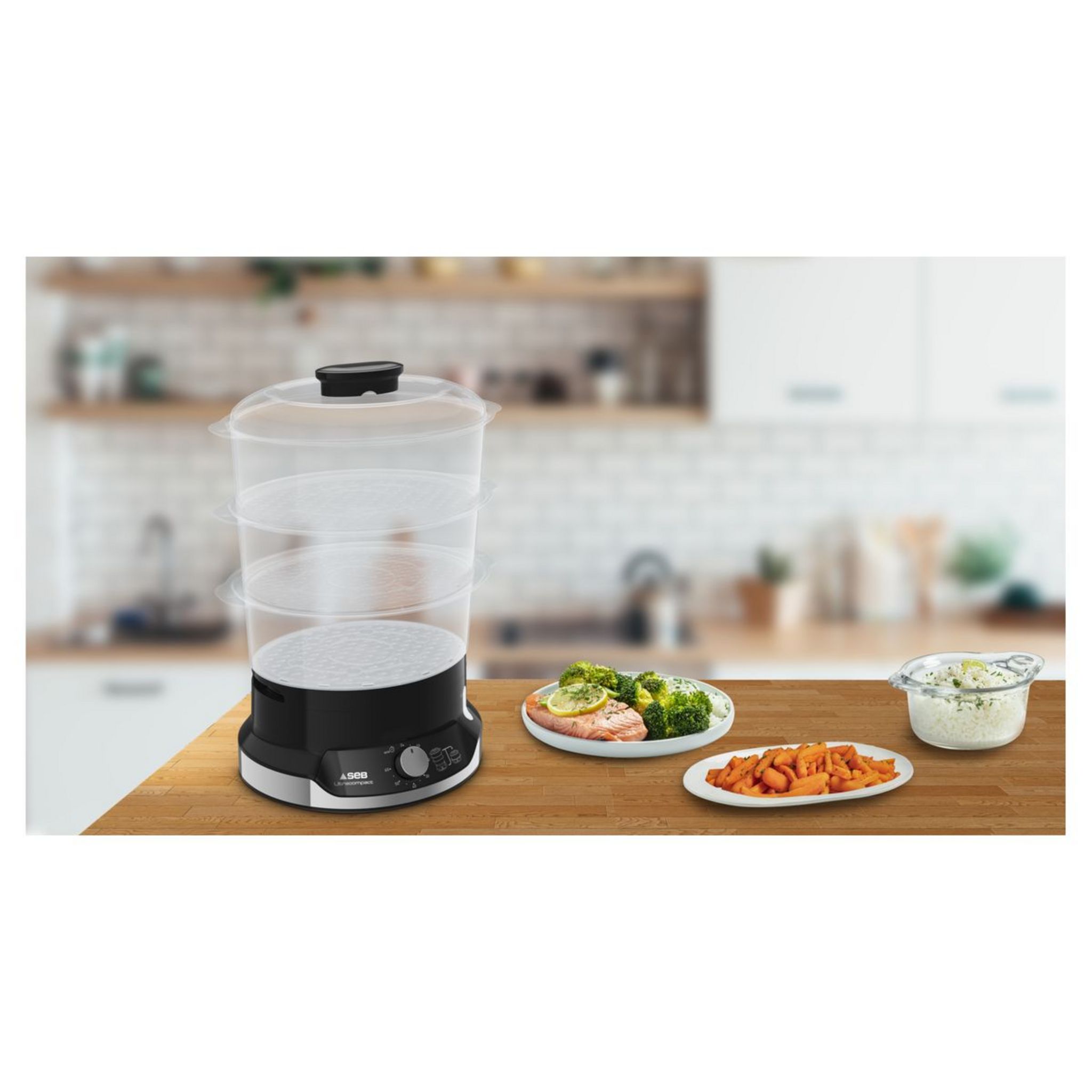 Voir la diapositive 2 : SEB Cuiseur vapeur VC204800 - Noir