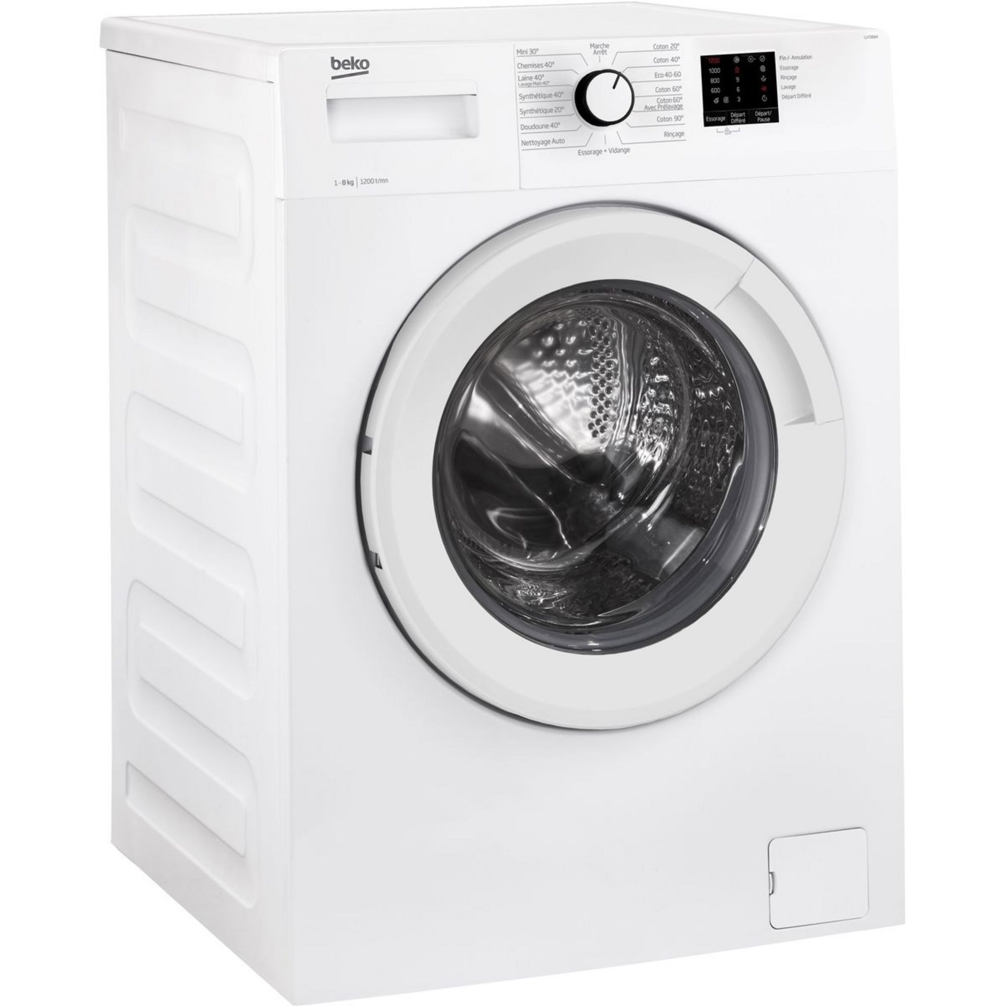 Voir la diapositive 2 : BEKO Lave linge hublot LLF08W4, 8 kg, 1200 T/min, 