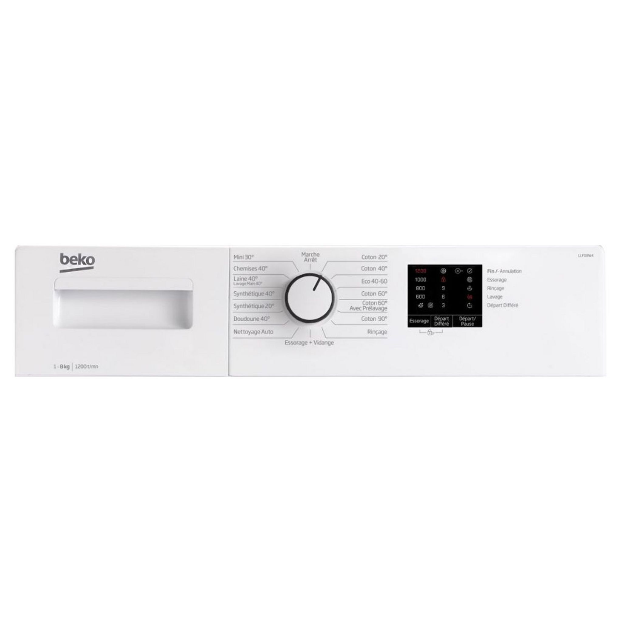 Voir la diapositive 4 : BEKO Lave linge hublot LLF08W4, 8 kg, 1200 T/min, 