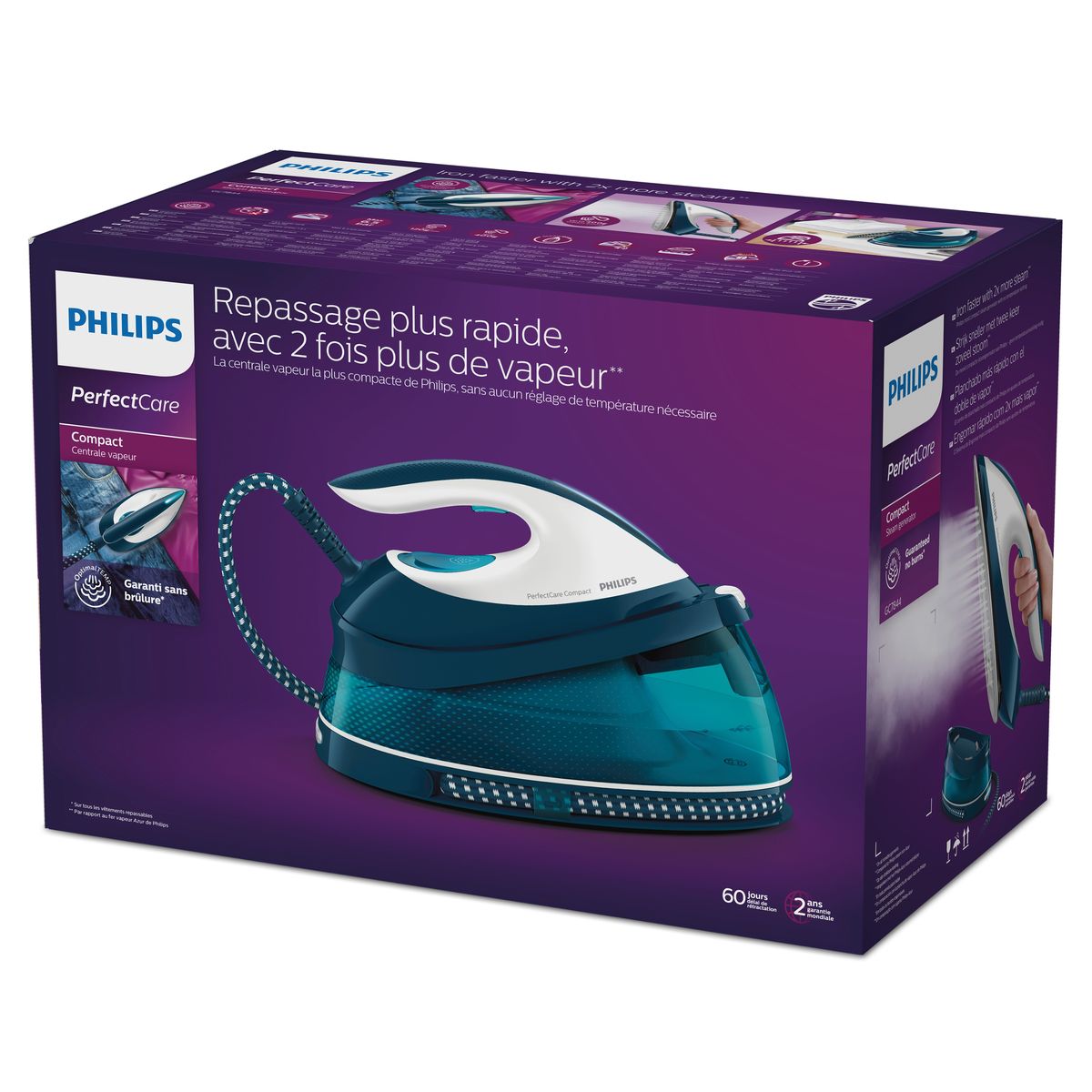 Voir la diapositive 3 : PHILIPS Centrale vapeur GC7844/20 - Bleu