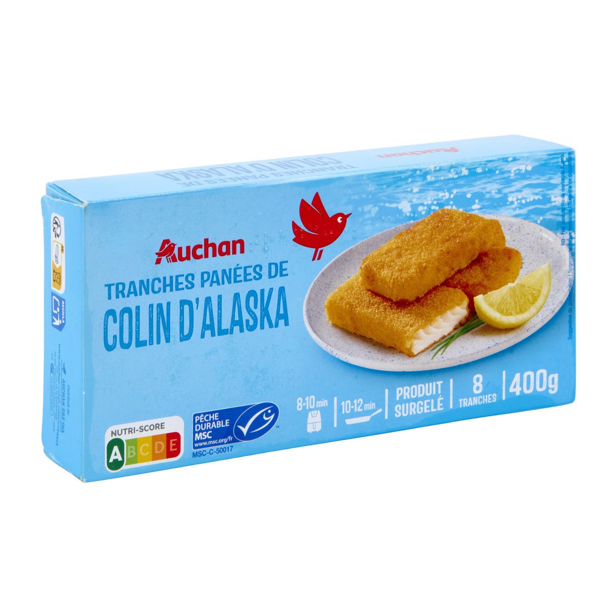 AUCHAN Panées de colin d'Alaska MSC 8 pièces 400g