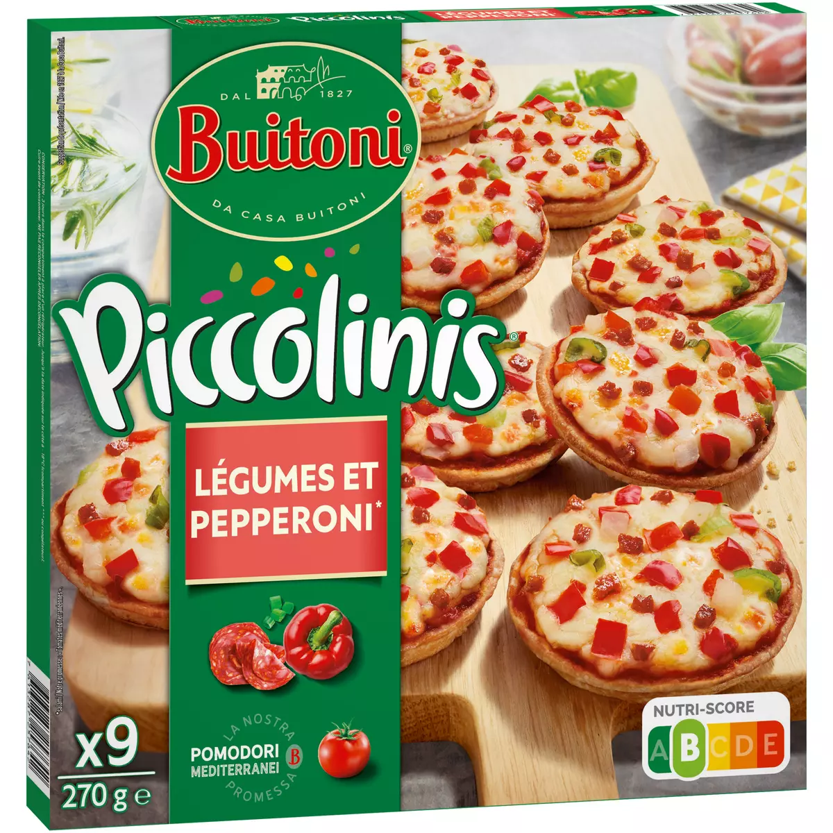 BUITONI Piccolinis - mini pizza légumes et pepperoni 9 pièces 270g