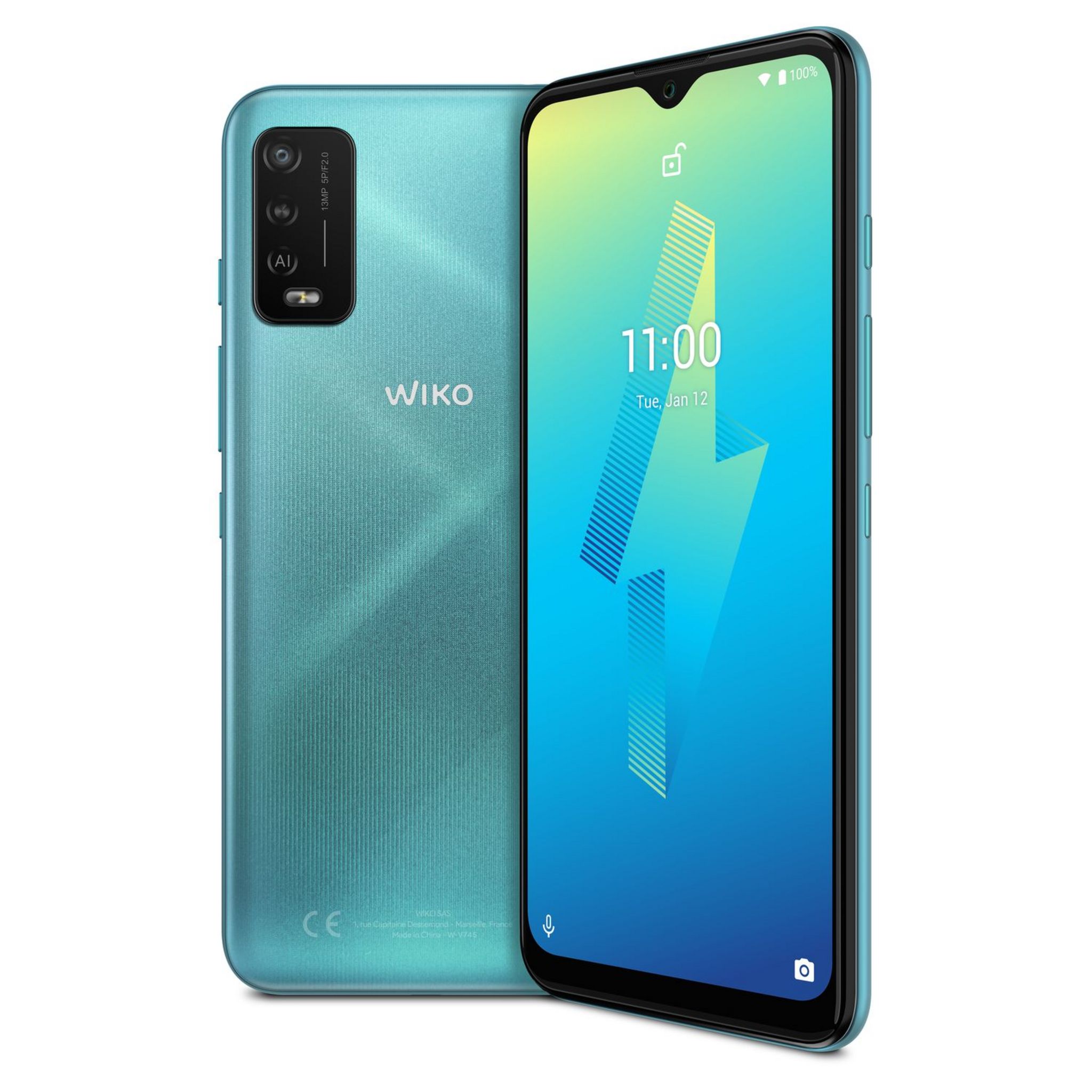 Voir la diapositive 2 : WIKO Smartphone Power U10  4G  32 Go  6.82 pouces  Turquoise  Double Nano Sim