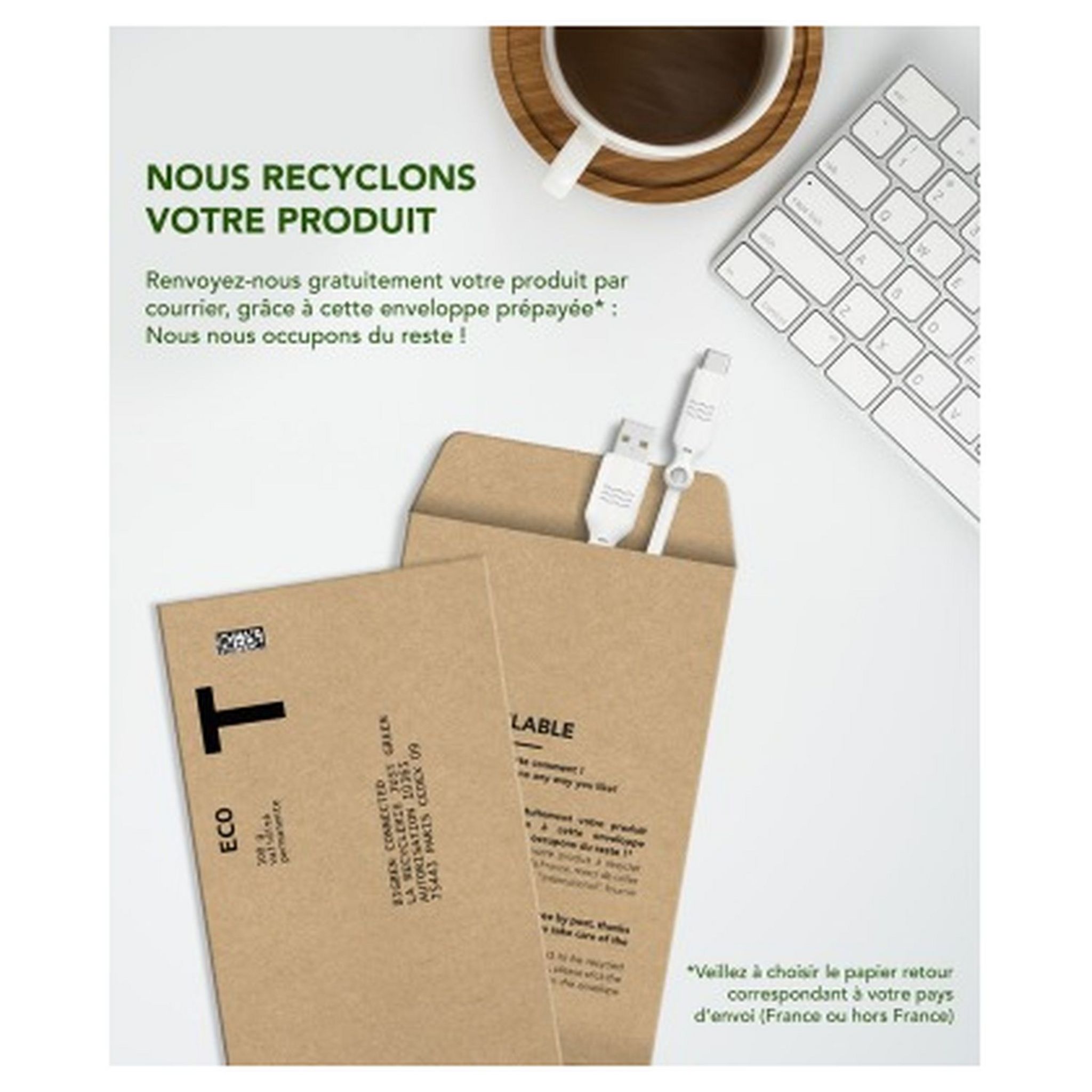 Voir la diapositive 4 : JUST GREEN Câble de charge USB A vers USB C - 3A - 1.2 m - Blanc