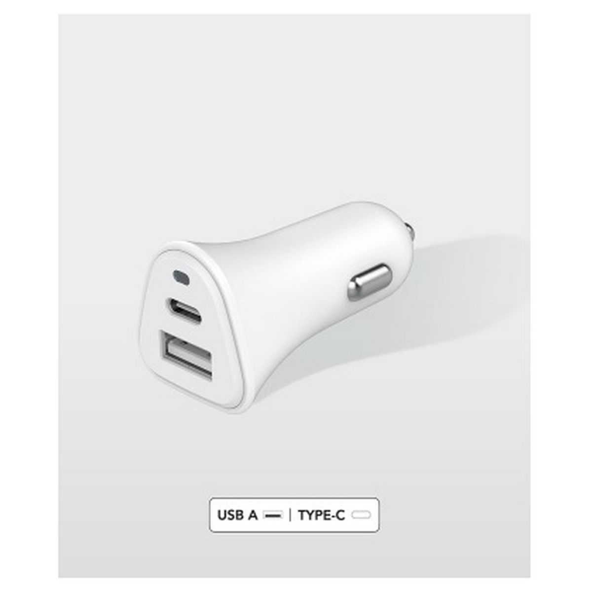 JUST GREEN Chargeur voiture USB A + USB C - 5.4A - Blanc