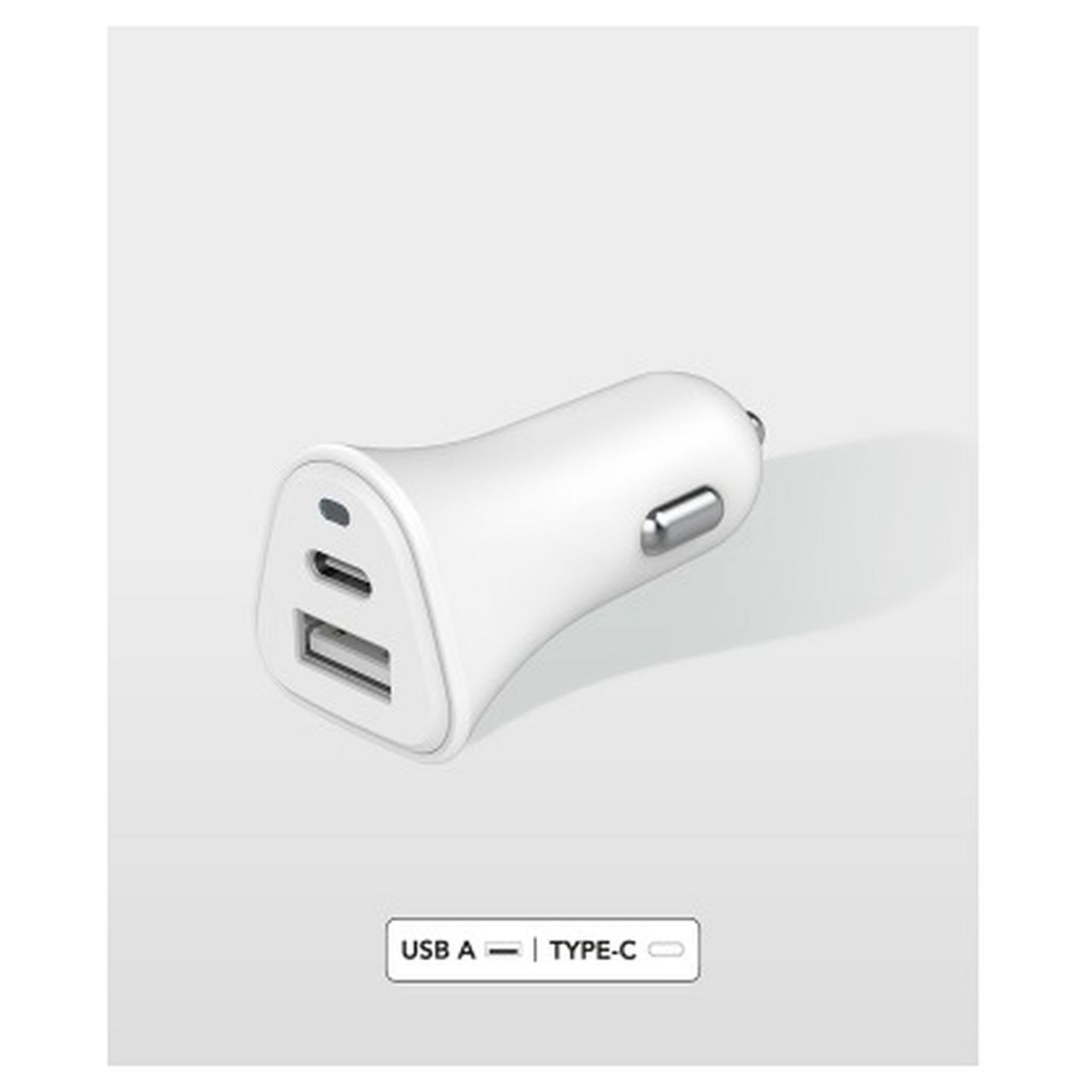 Voir la diapositive 2 : JUST GREEN Chargeur voiture USB A + USB C - 5.4A - Blanc