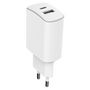 Voir la diapositive 1 : JUST GREEN Adaptateur Chargeur USB A + USB C - 5.4A - Blanc