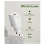 Voir la diapositive 3 : JUST GREEN Adaptateur Chargeur USB A + USB C - 5.4A - Blanc