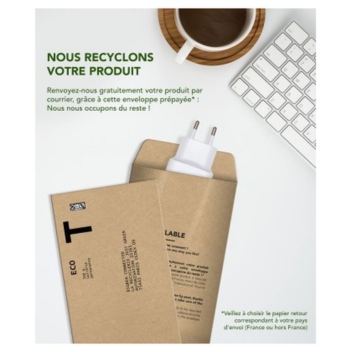 JUST GREEN Adaptateur Chargeur USB A + USB C - 5.4A - Blanc