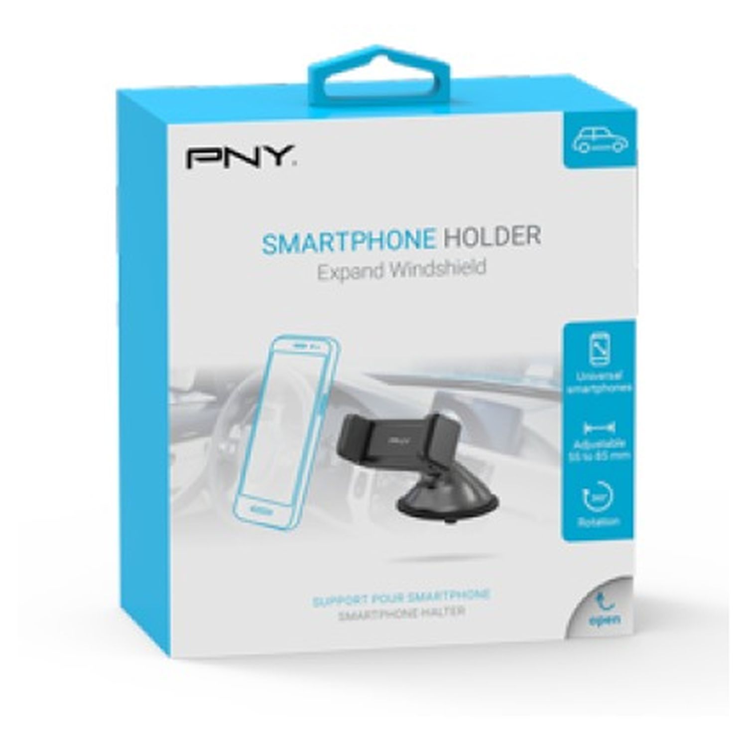 Voir la diapositive 2 : PNY Support voiture ajustable pour smartphone - Noir