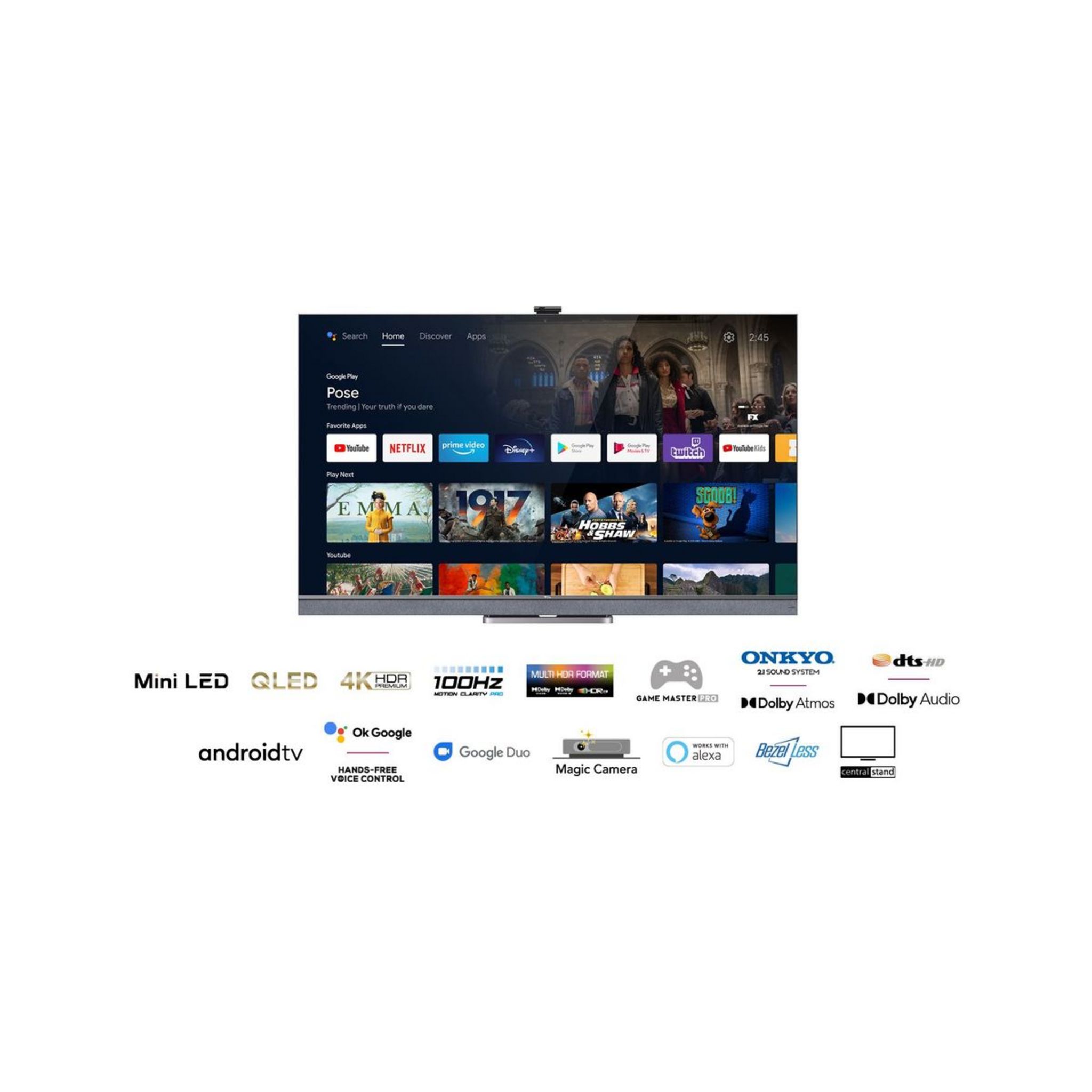 Voir la diapositive 13 : TCL TV QLED MINI LED 55C825 4K ULTRA HD 140 cm Android TV