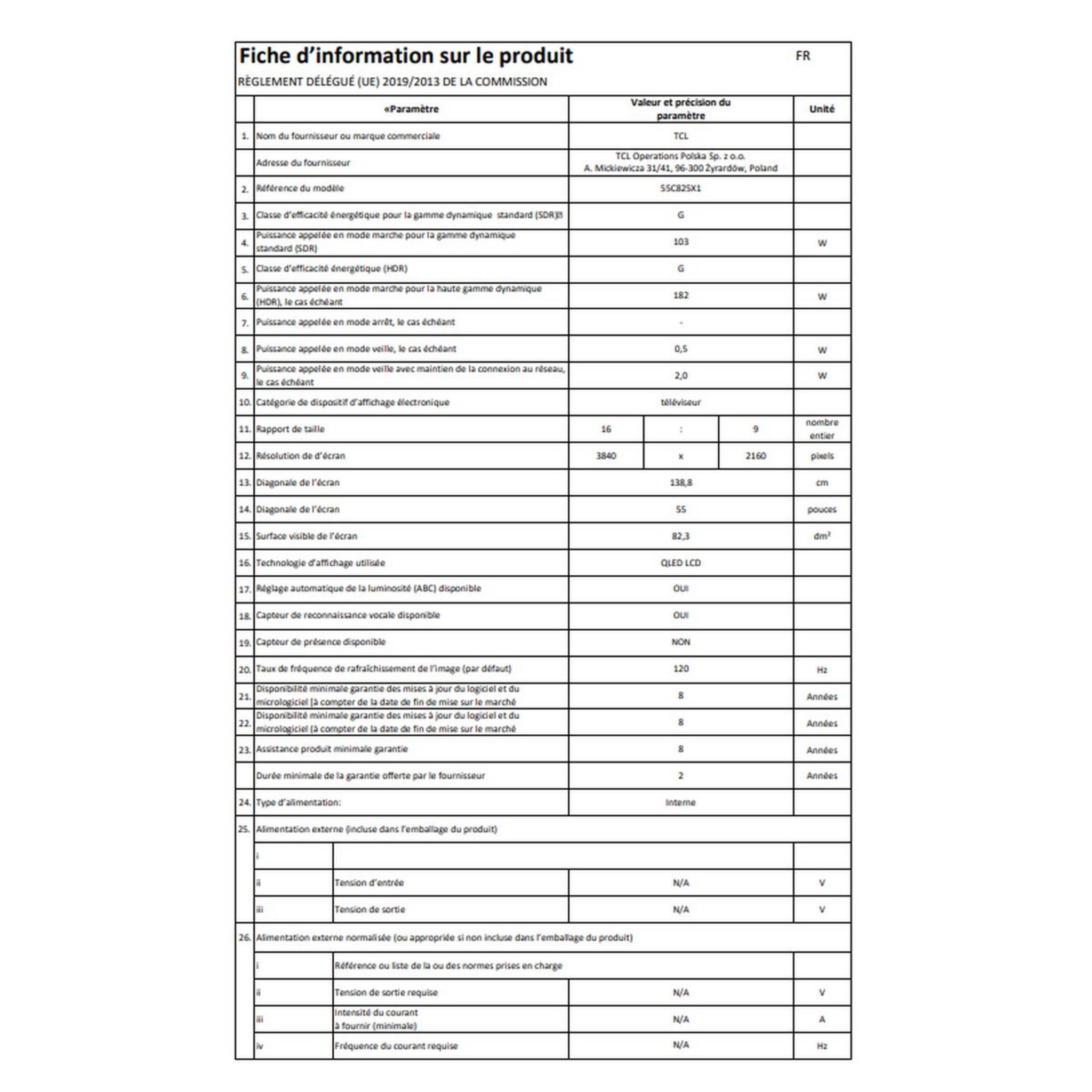 Voir la diapositive 17 : TCL TV QLED MINI LED 55C825 4K ULTRA HD 140 cm Android TV