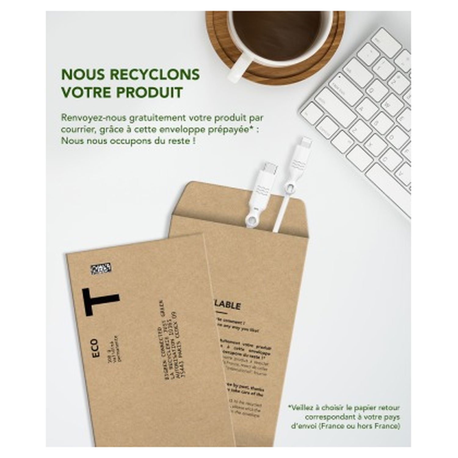 Voir la diapositive 4 : JUST GREEN Câble de charge USB C vers Lightning - 3A - 1.2 m - Blanc