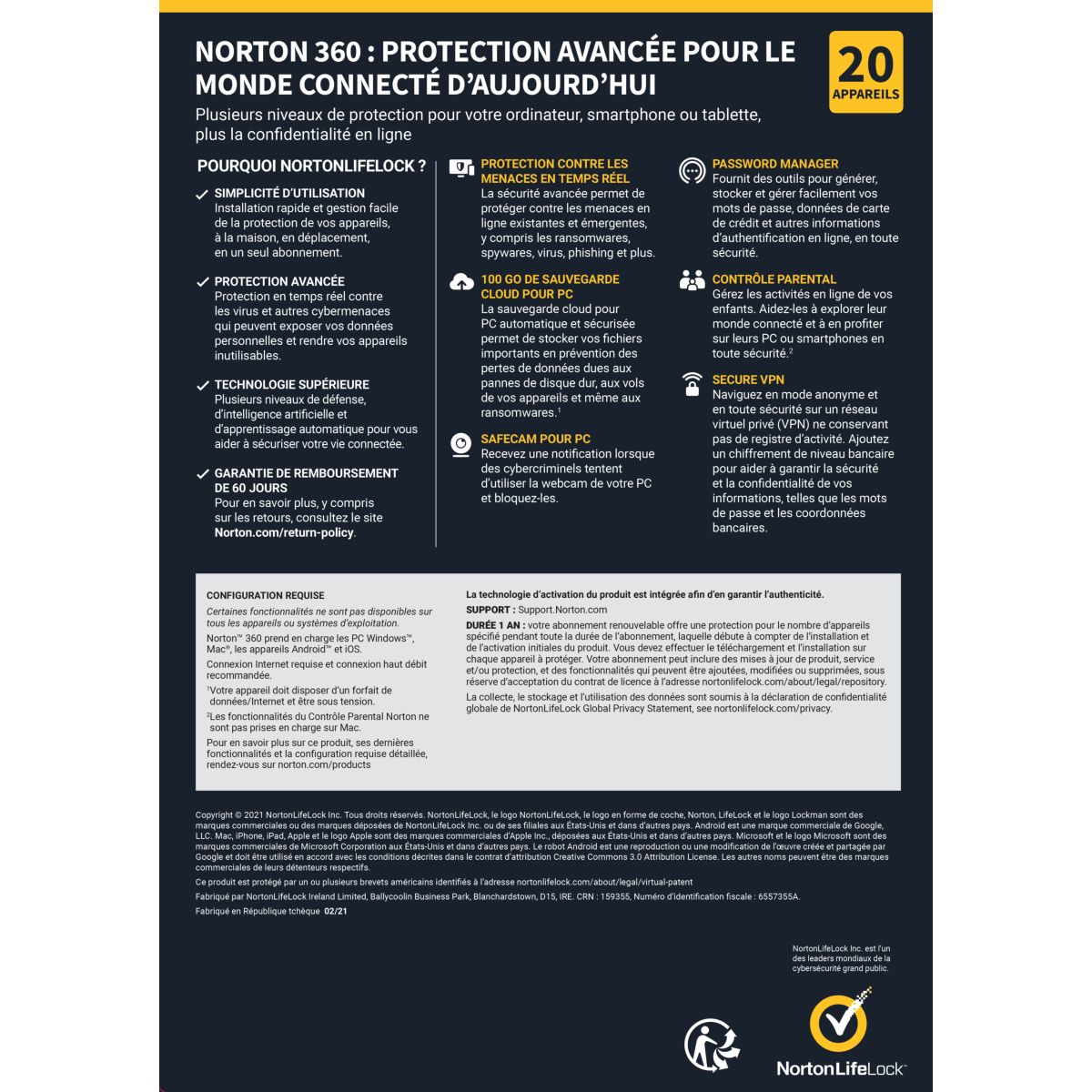 Voir la diapositive 2 : NORTON 360 Platinum (Logiciel)