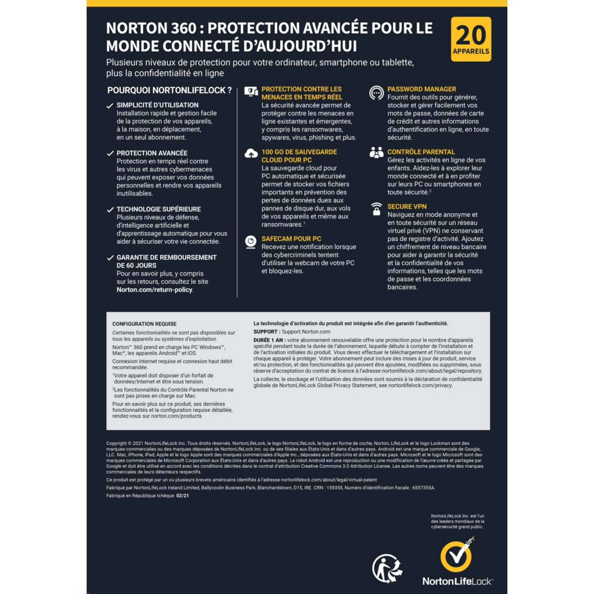 Voir la diapositive 2 : NORTON 360 Platinum (Logiciel)