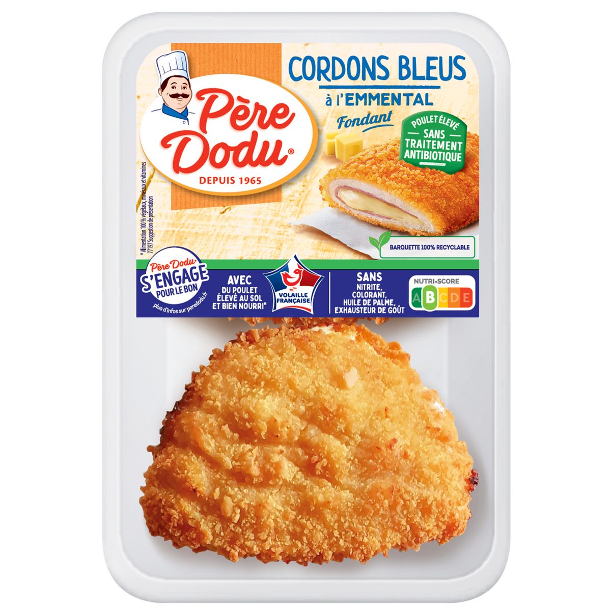 PERE DODU Cordons bleu à l'emmental fondant 2 pièces 200g