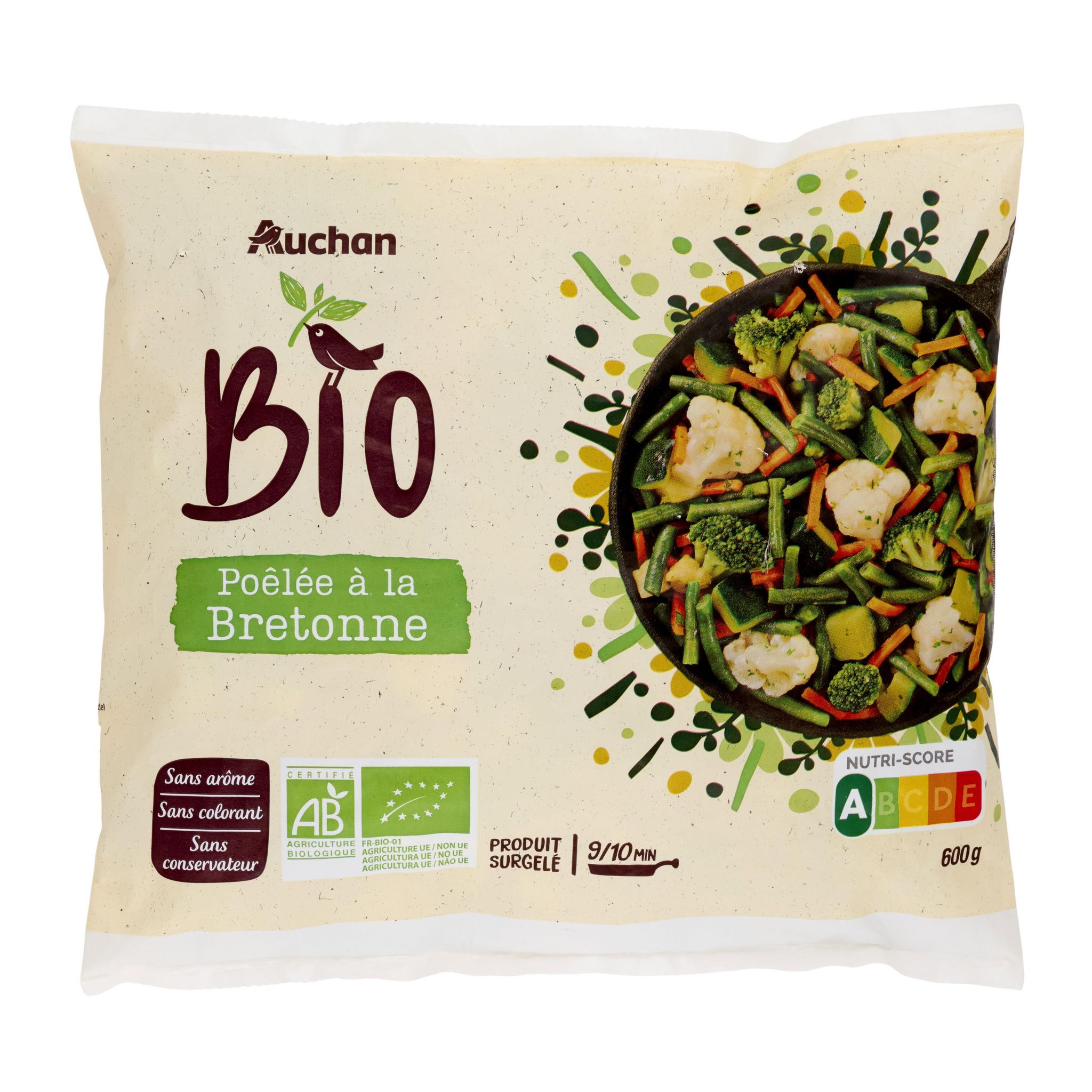 Voir la diapositive 4 : AUCHAN BIO Poêlée de légumes à la bretonne 4 portions 600g