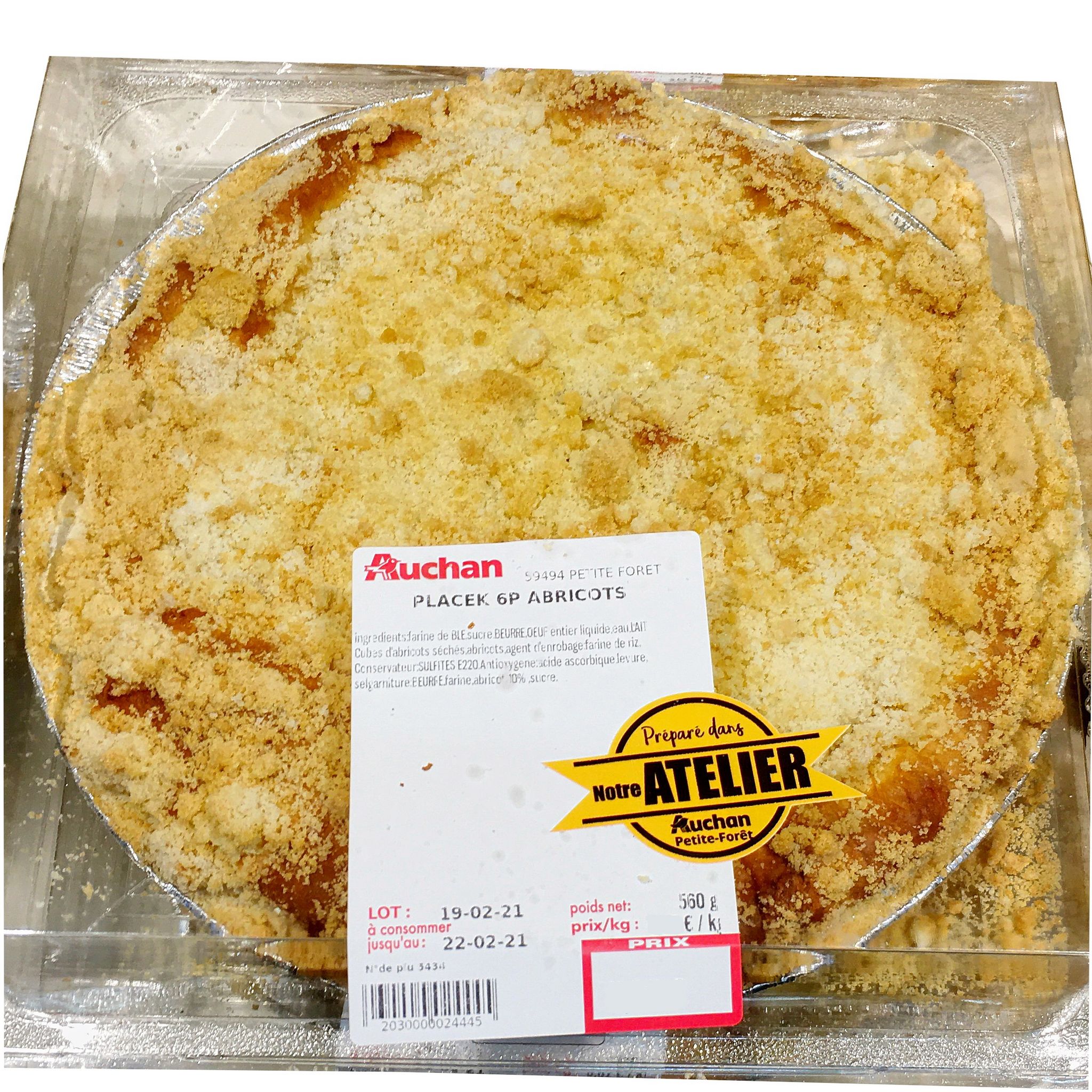 Placek aux abricots 6 parts 560g