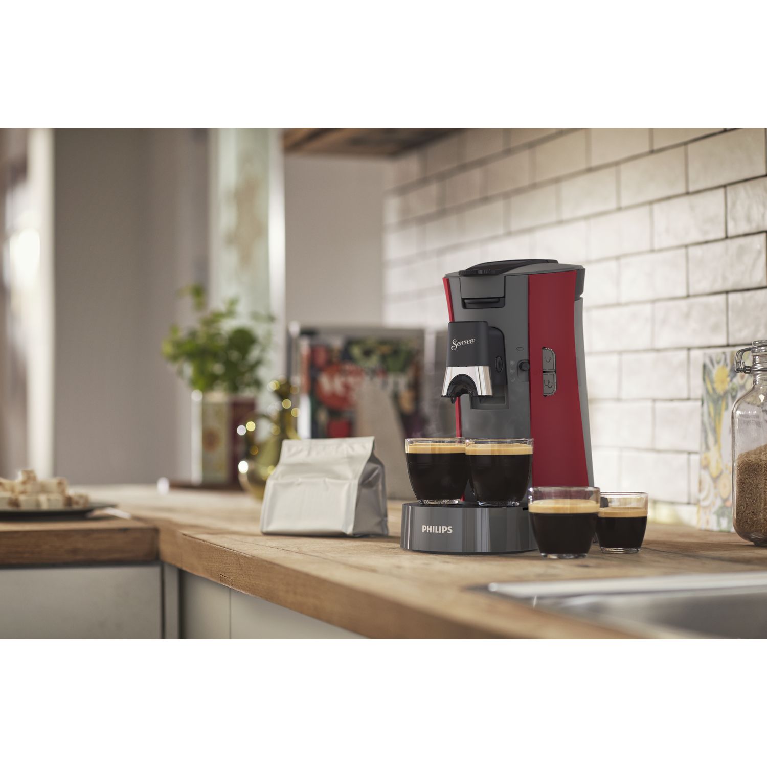 Voir la diapositive 6 : PHILIPS Cafetière à dosette SENSEO Select CSA240/91 - Rouge Intense