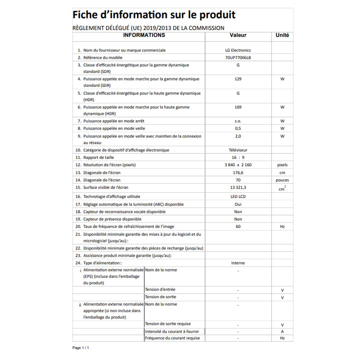 Voir la diapositive 6 : LG TV LED 70UP7700 UHD 177 cm Smart TV