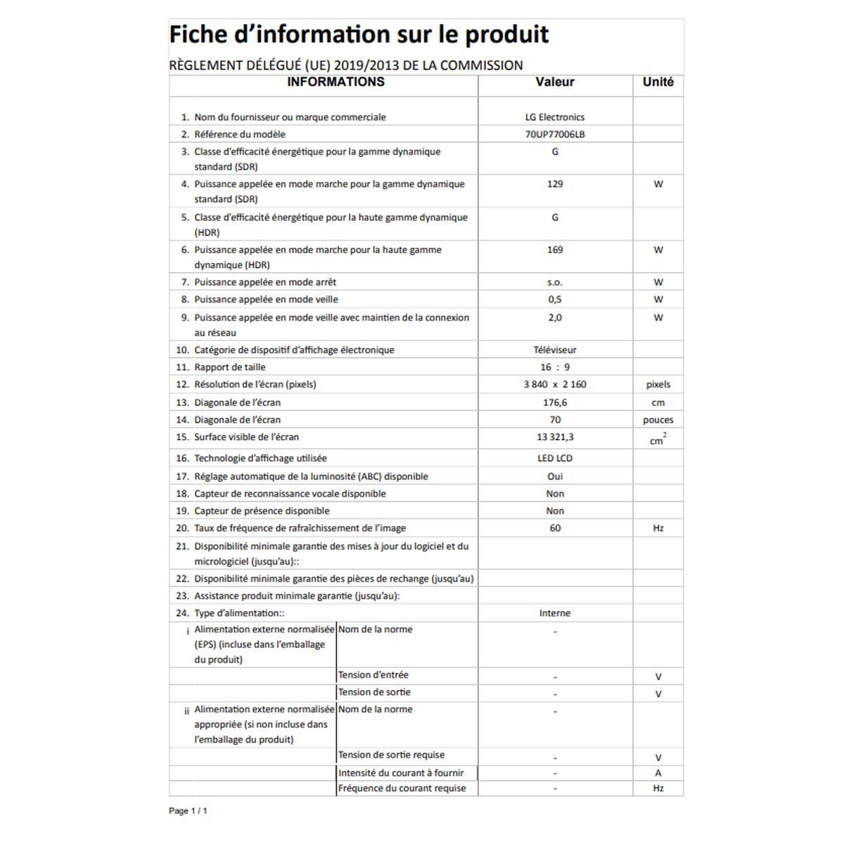 LG TV LED 70UP7700 UHD 177 cm Smart TV